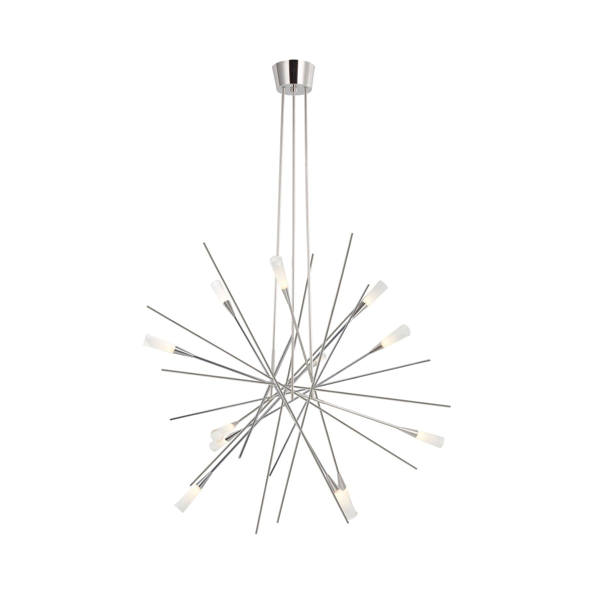 Stellar Polished Nickel & Crystal Sputnik Chandelier 31.5"