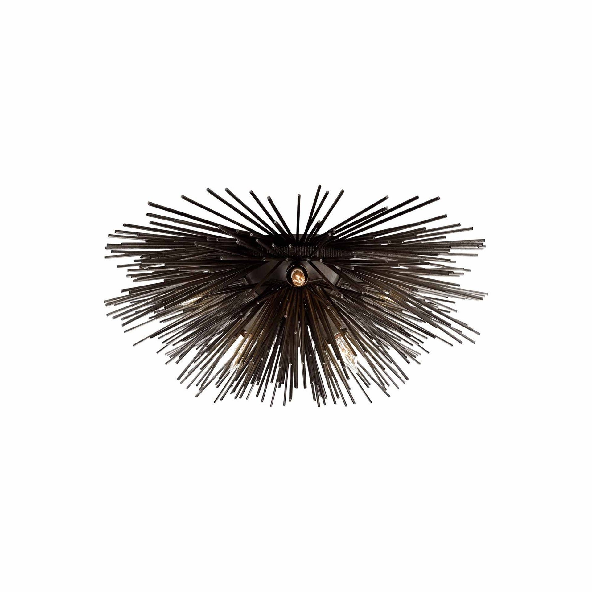 Strada Aged Iron Crystal Burst 6-Light Indoor/Outdoor Flush Mount