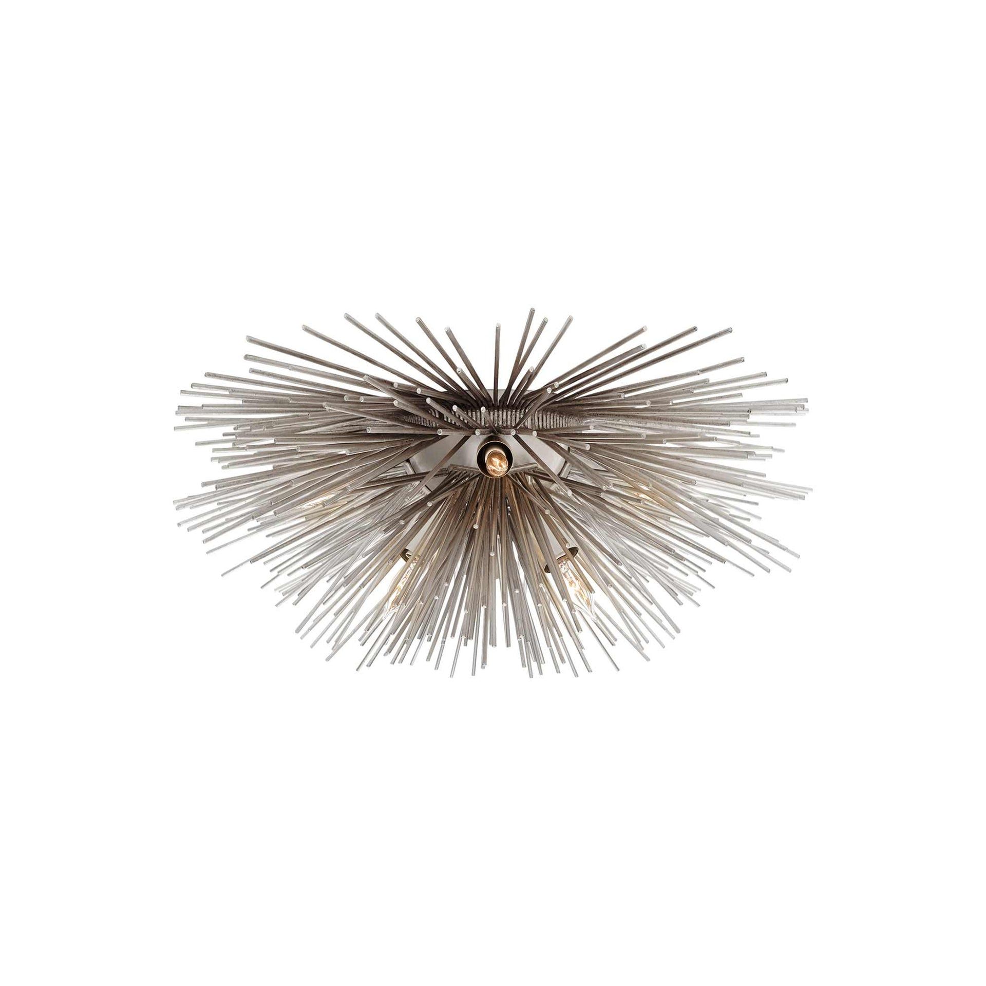 Strada 6-Light Flush Mount in Burnished Silver Leaf with Crystal Accents
