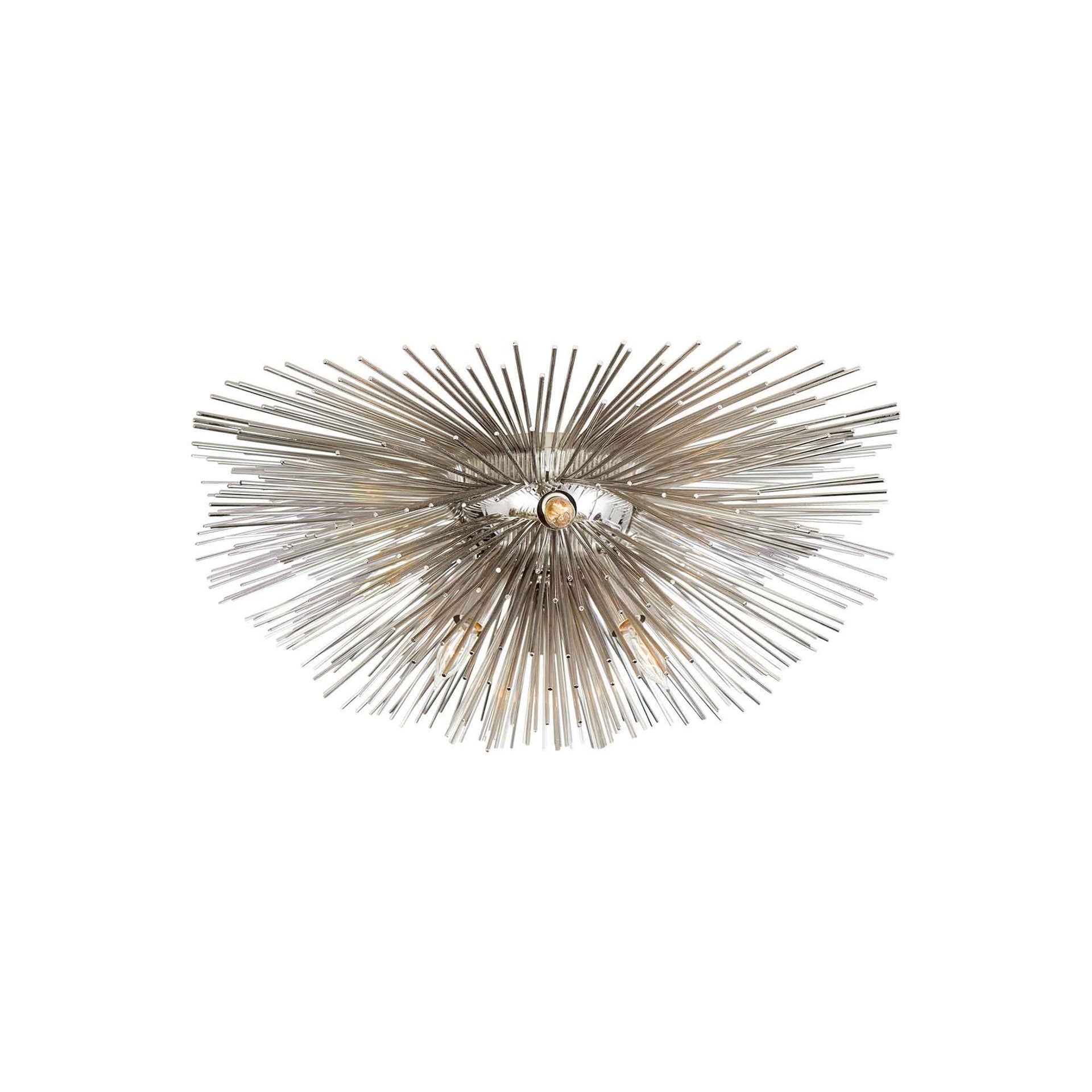 Strada Polished Nickel Crystal Indoor Flush Mount Light