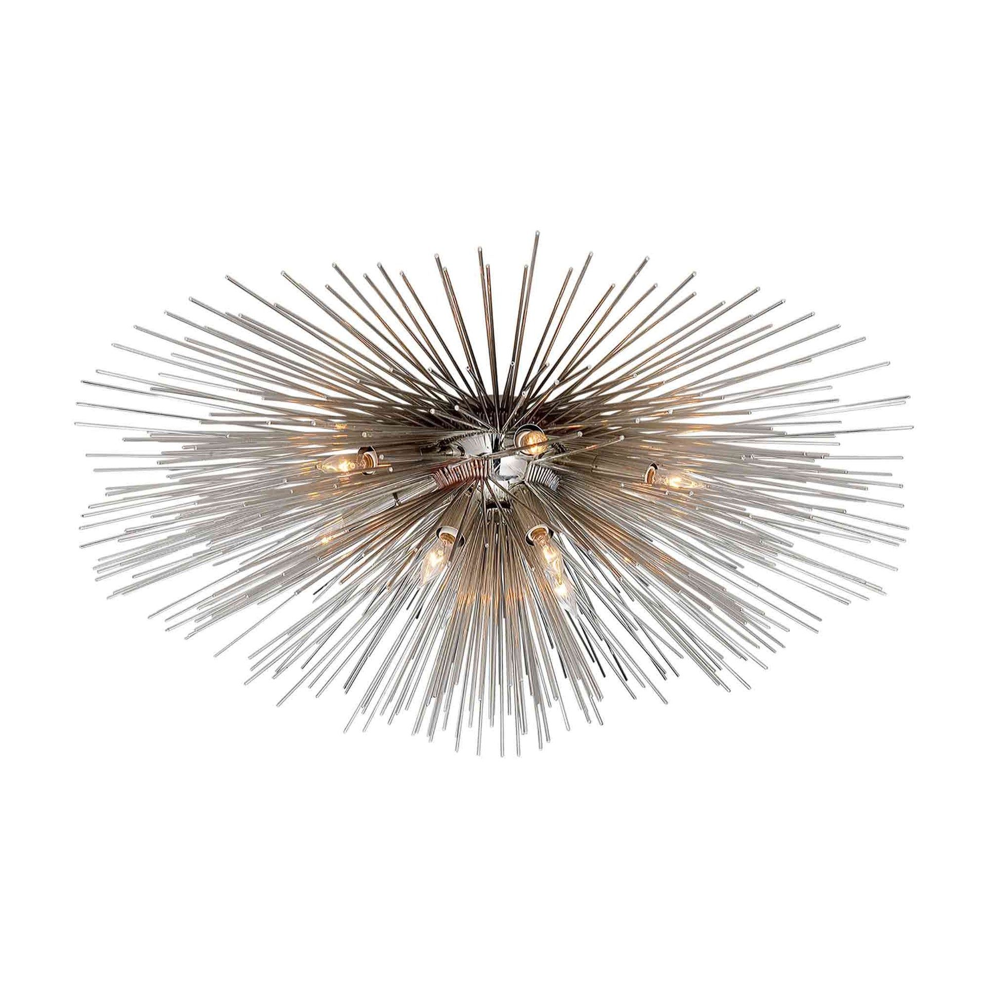 Strada 40" Polished Nickel Crystal Flush Mount Light