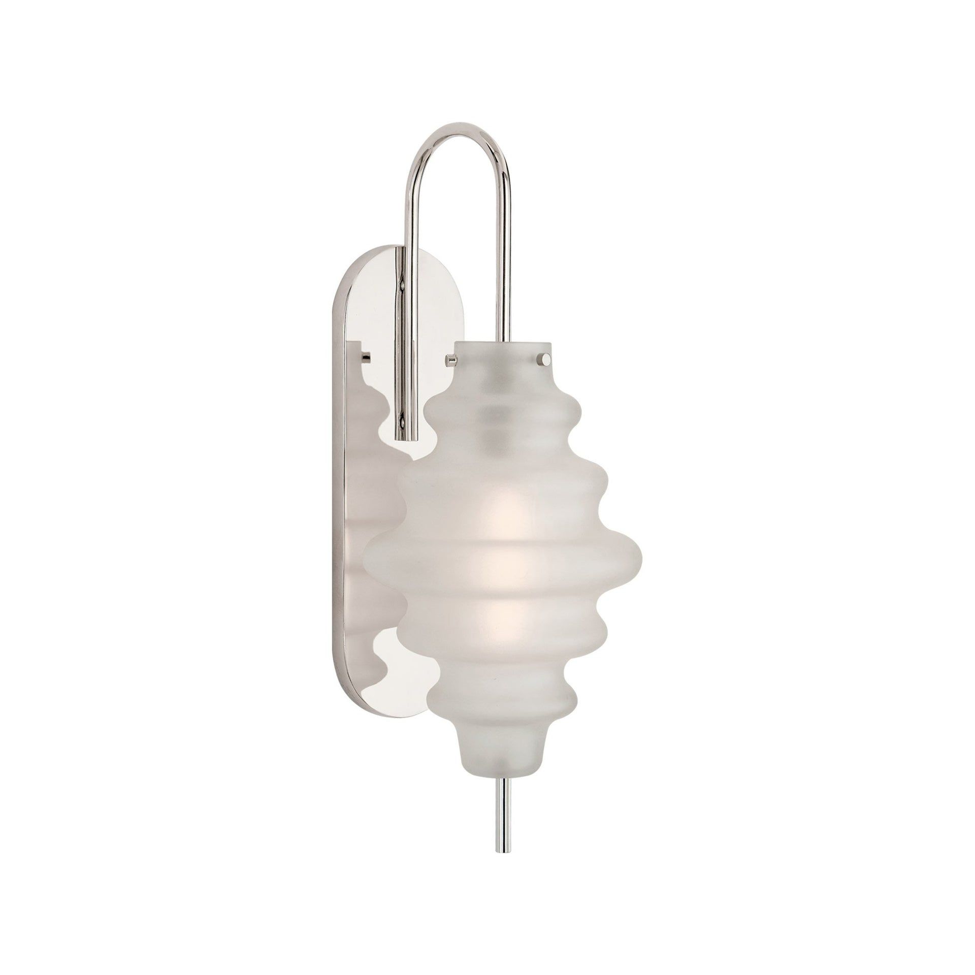 Keyless Polished Nickel Sconce with Volcanic Glass Shade