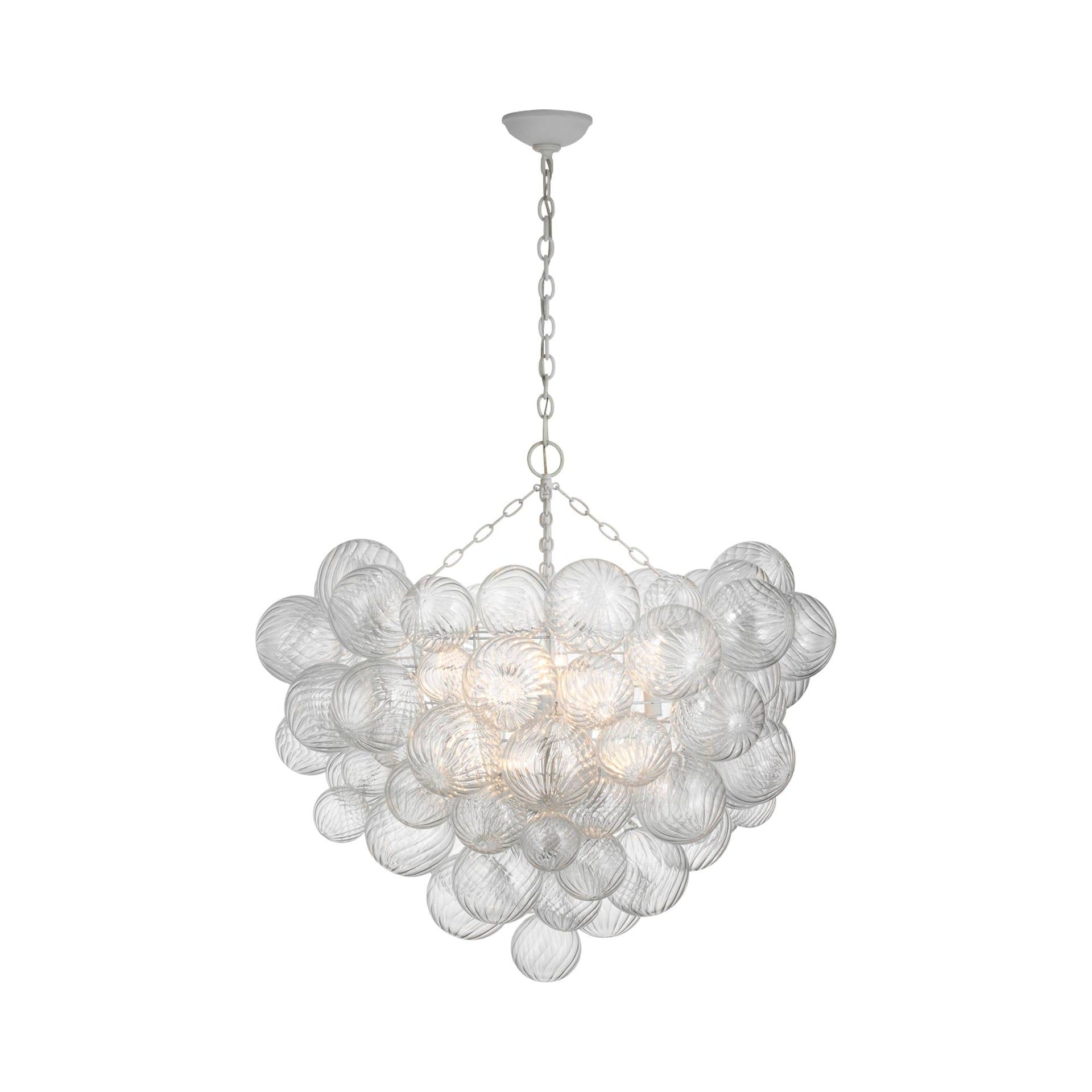 Talia Plaster White 12-Light Glass and Steel Chandelier