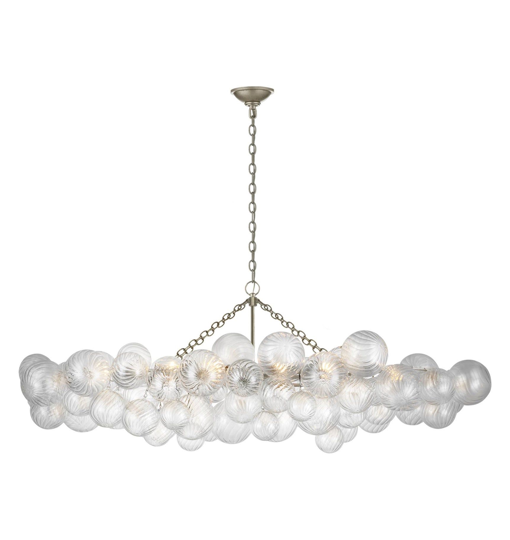 Talia 63" Burnished Silver Leaf Glass Linear Chandelier