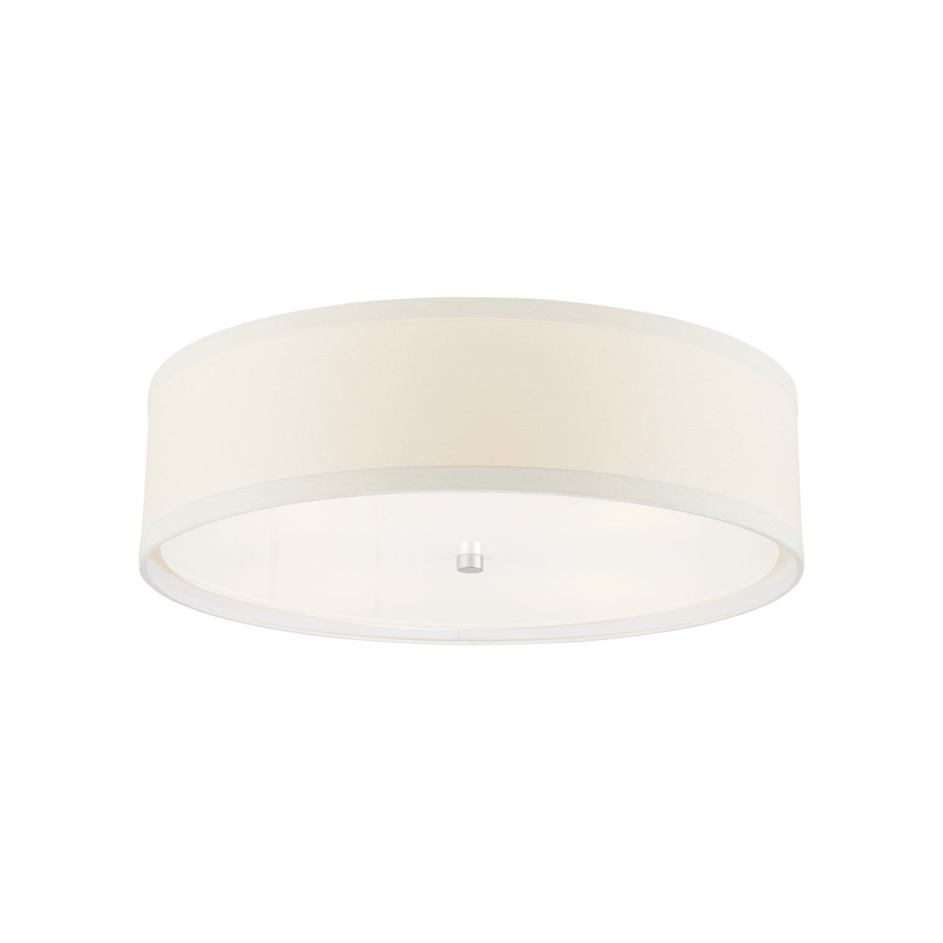 Walker 24" Burnished Silver Leaf Drum Ceiling Light with Cream Linen Shade
