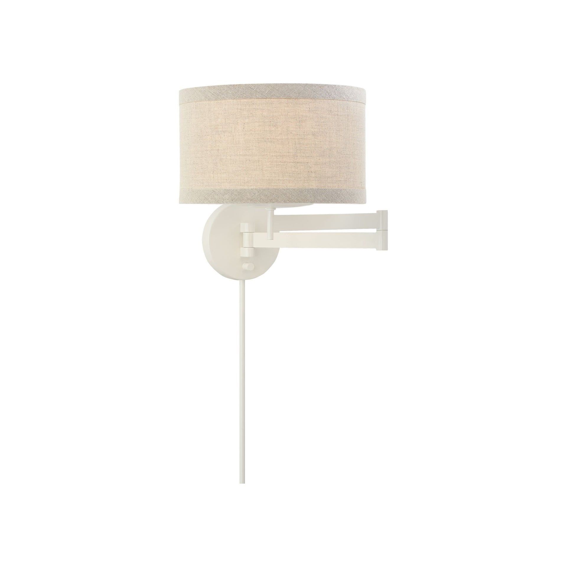 Cream Swing Arm Wall Sconce with Drum Shade