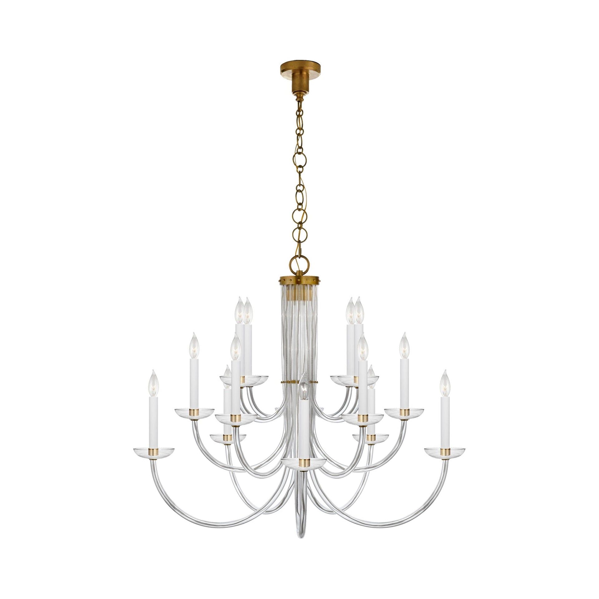 Antique Brass Crystal Candle 15-Light Chandelier