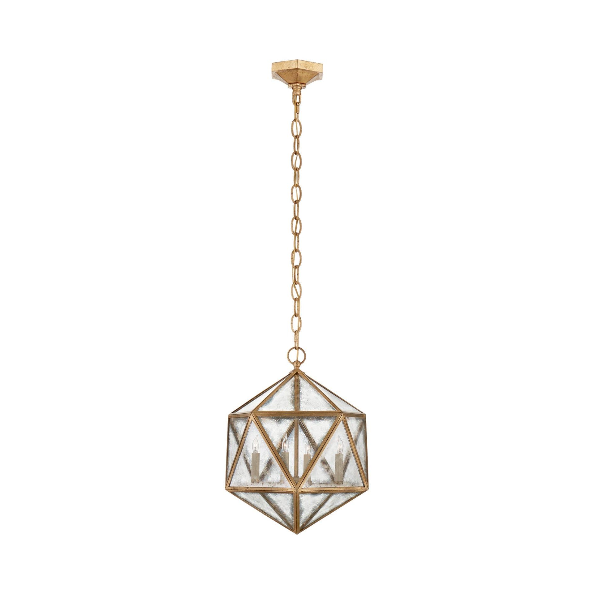 Zeno 20" Silver Geometric Island Pendant with Antique Mirror Glass