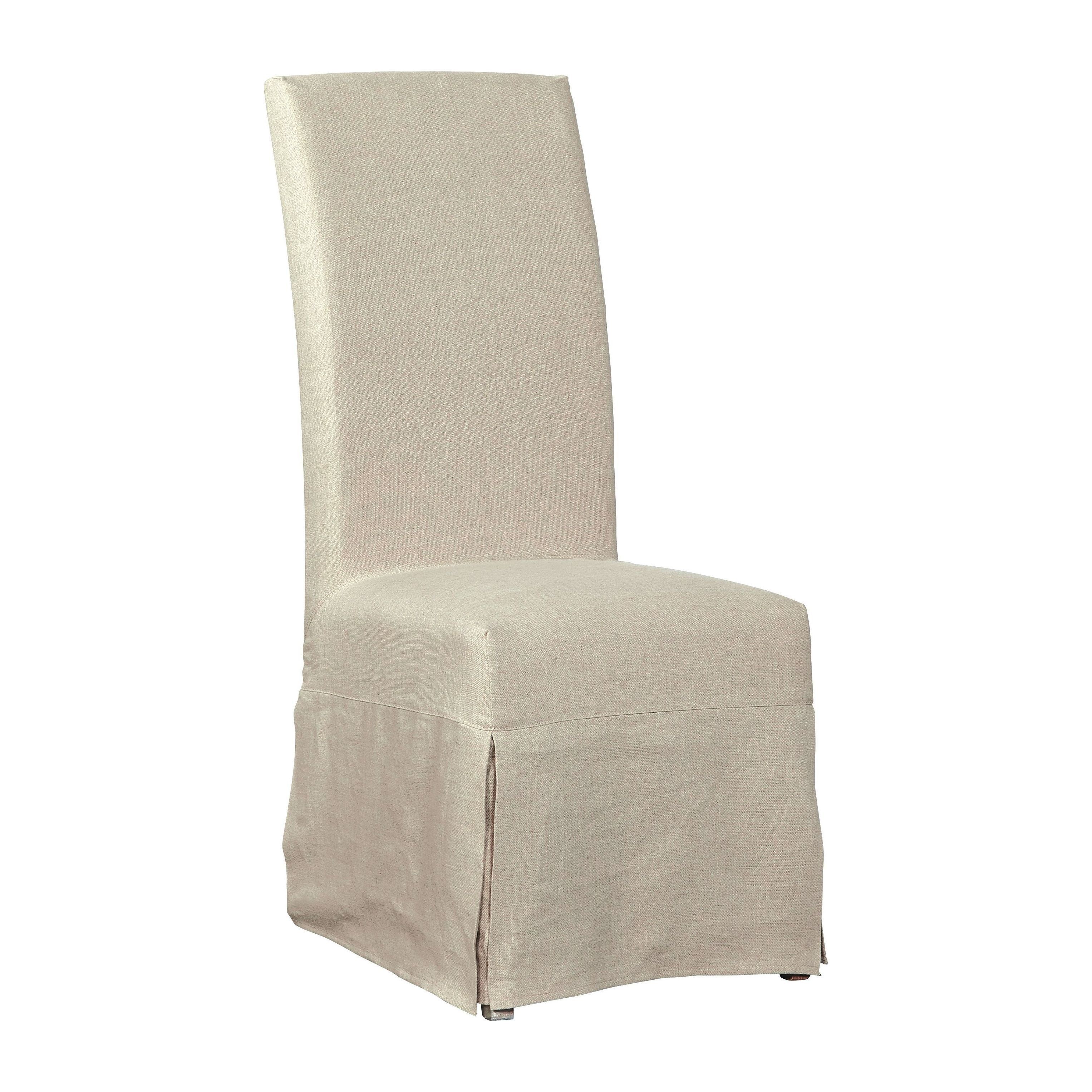 Beige Linen Upholstered Parsons Side Chair with Wood Frame