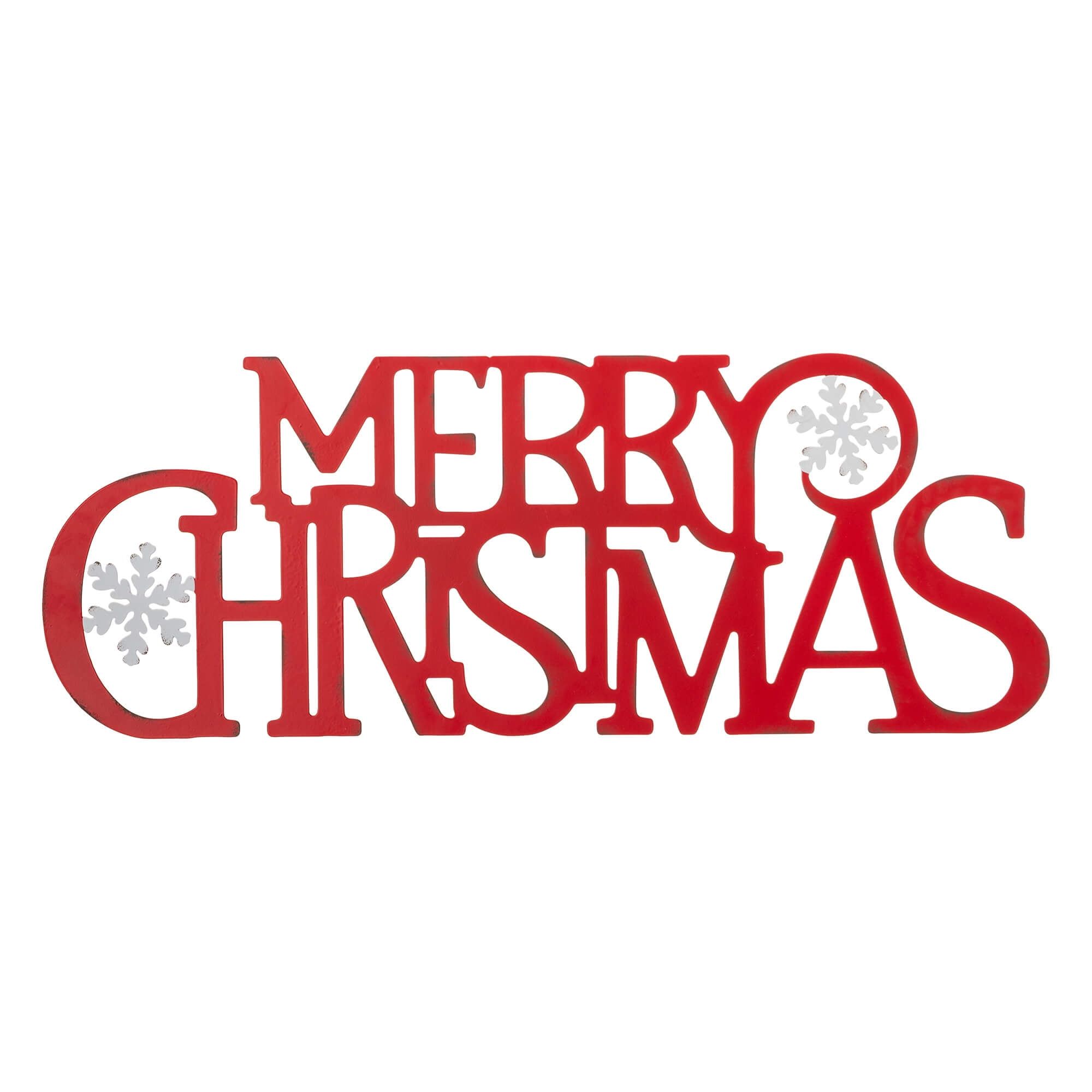 Red Iron Merry Christmas Outdoor Wall Sign