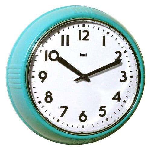 Turquoise 9.5'' Retro Modern Round Wall Clock