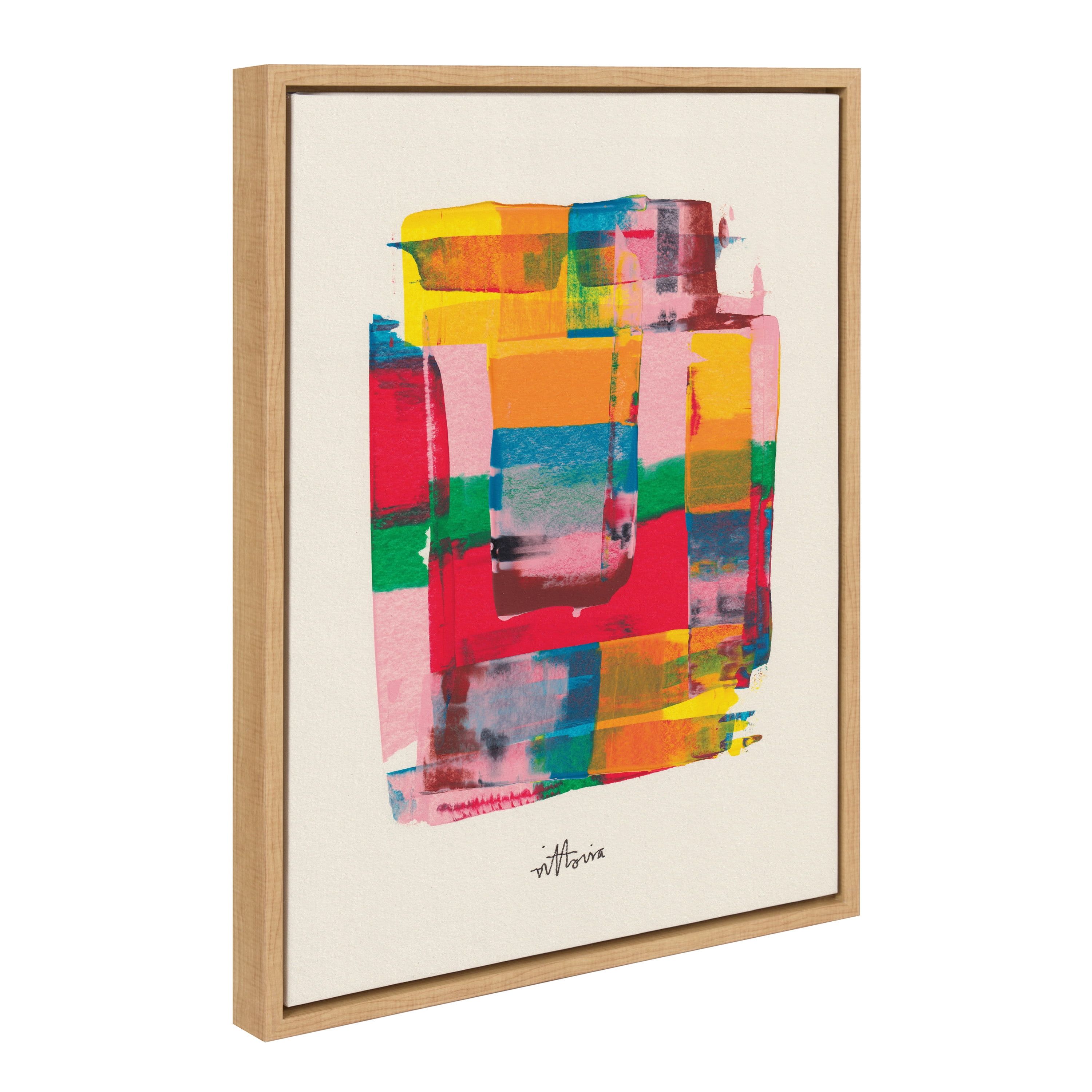 Amber Vittoria Colorful Abstract Geometric Canvas Art with Natural Frame