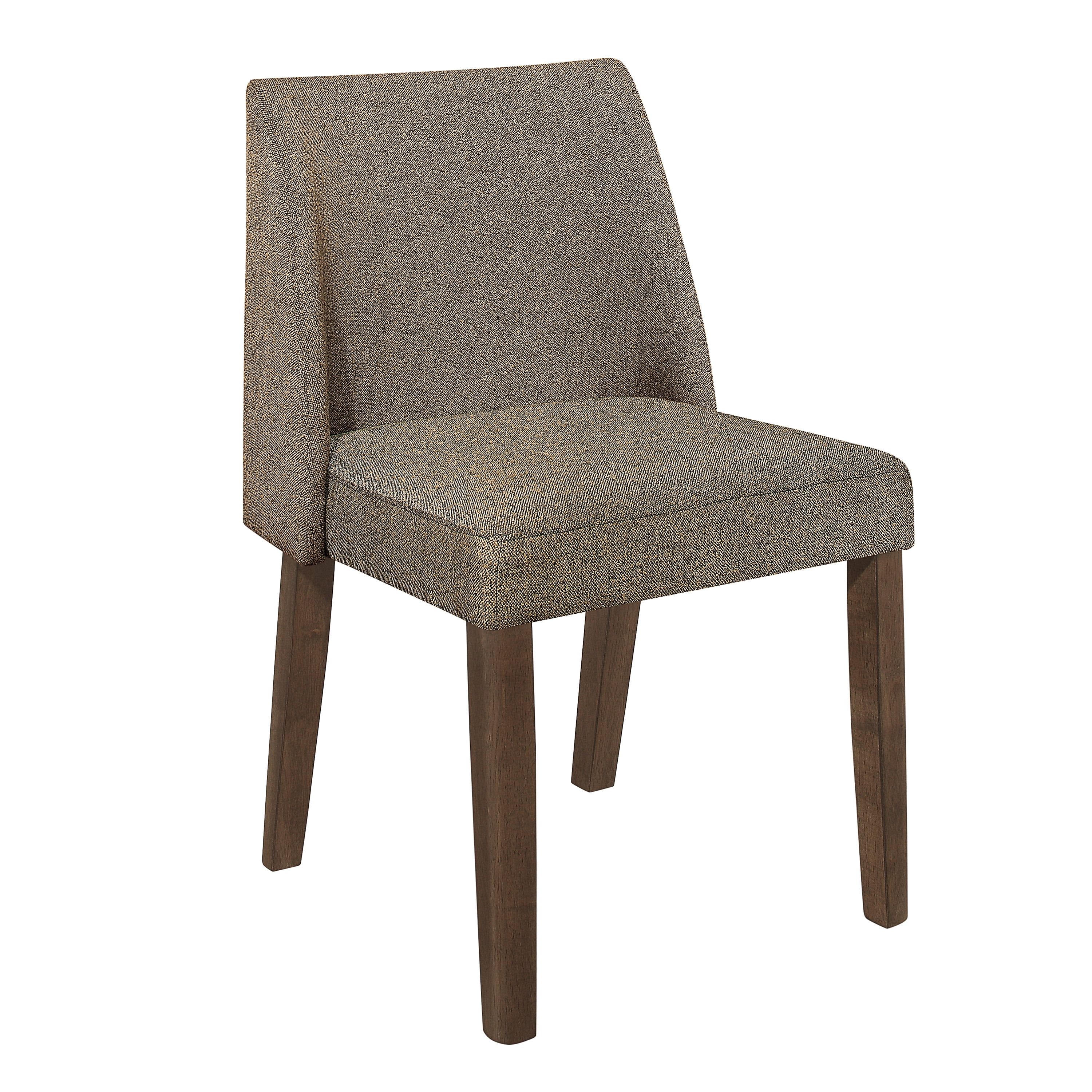 Leland Brown Upholstered Dining Side Chair with Tapered Legs