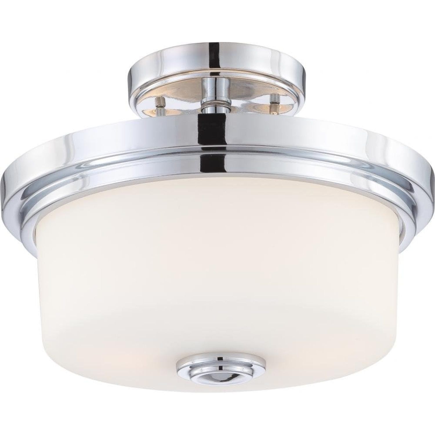 Soho Satin White Glass & Chrome 13" Semi-Flush Ceiling Light