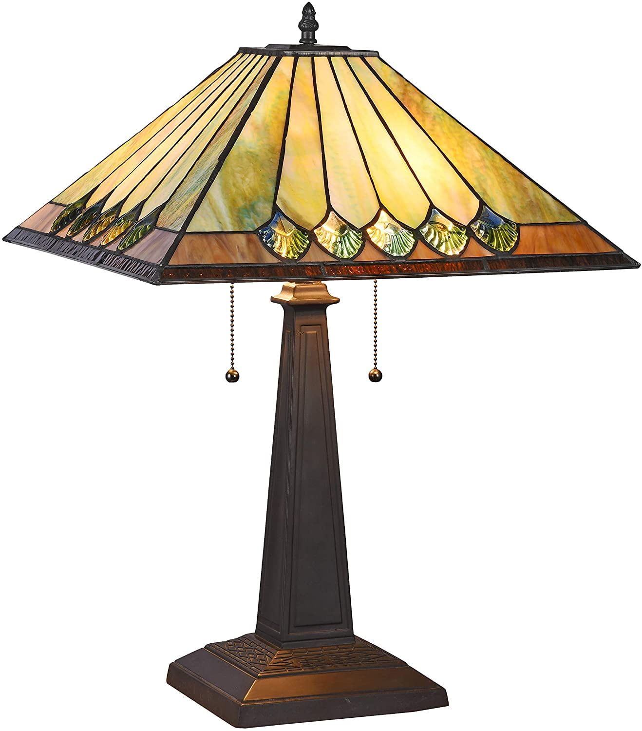 Graham Mission-Style Bronze Table Lamp with Stained Glass Shade