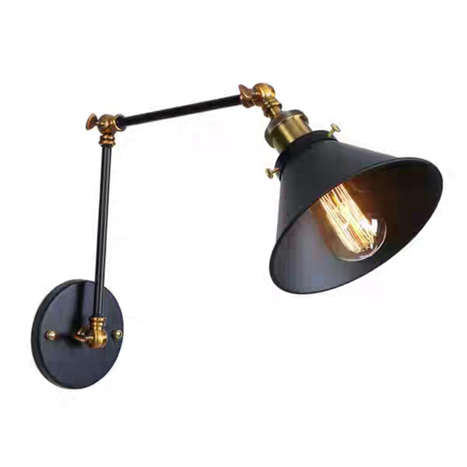 Matte Black and Brass Adjustable Wall Sconce