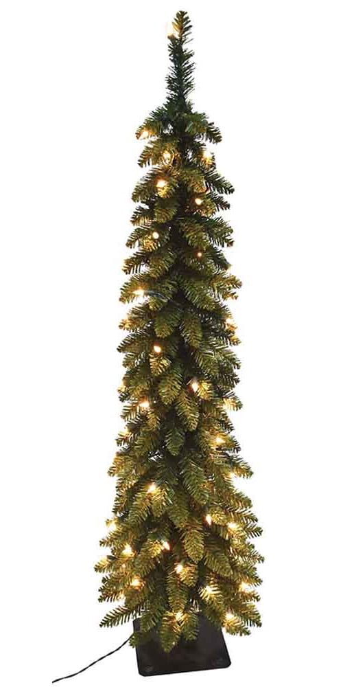 6-Foot Green Pencil Slim Pre-Lit Artificial Christmas Tree with White Lights