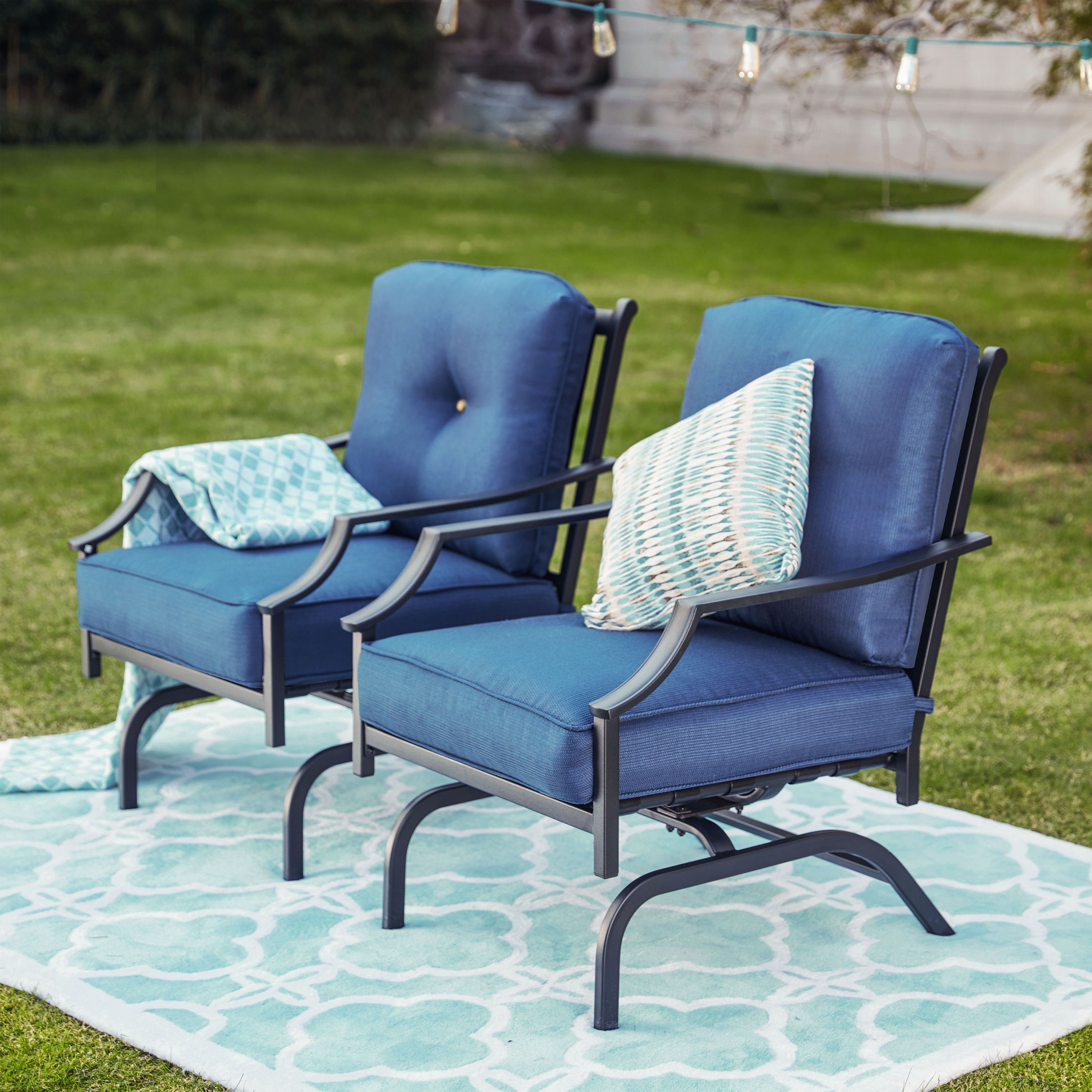 Blue Iron Outdoor Dining Chair with Cushions