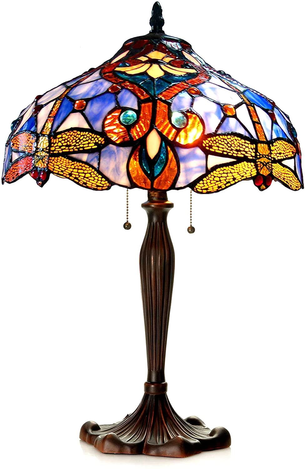 Elysian Bronze Adjustable Tiffany-Style Dragonfly Table Lamp