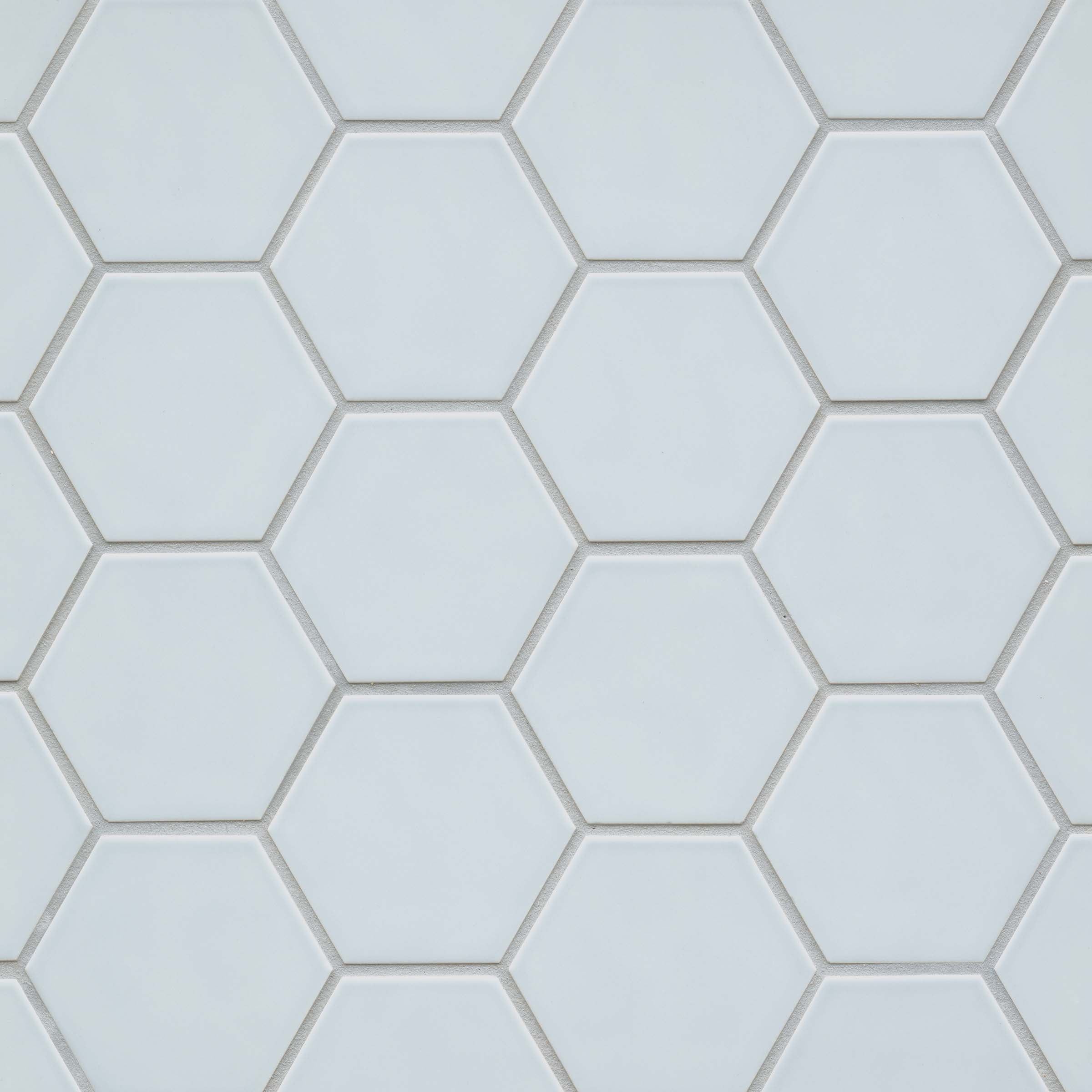 Sky Blue Glossy Ceramic Hexagon Wall Tile 4" x 5"