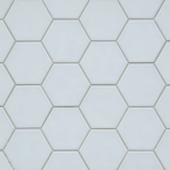 Sky Blue Glossy Ceramic Hexagon Wall Tile 4" x 5"
