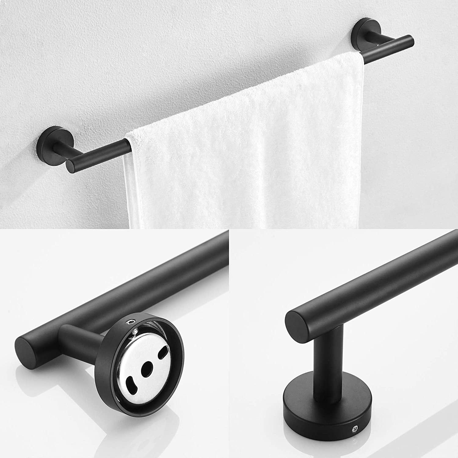 Matte Black Stainless Steel 3-Piece Wall-Mounted Bathroom Hardware Set