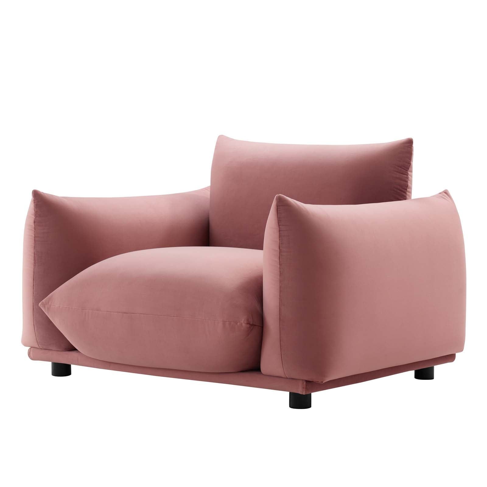 Dusty Rose Velvet Accent Chair with Manufactured Wood Frame