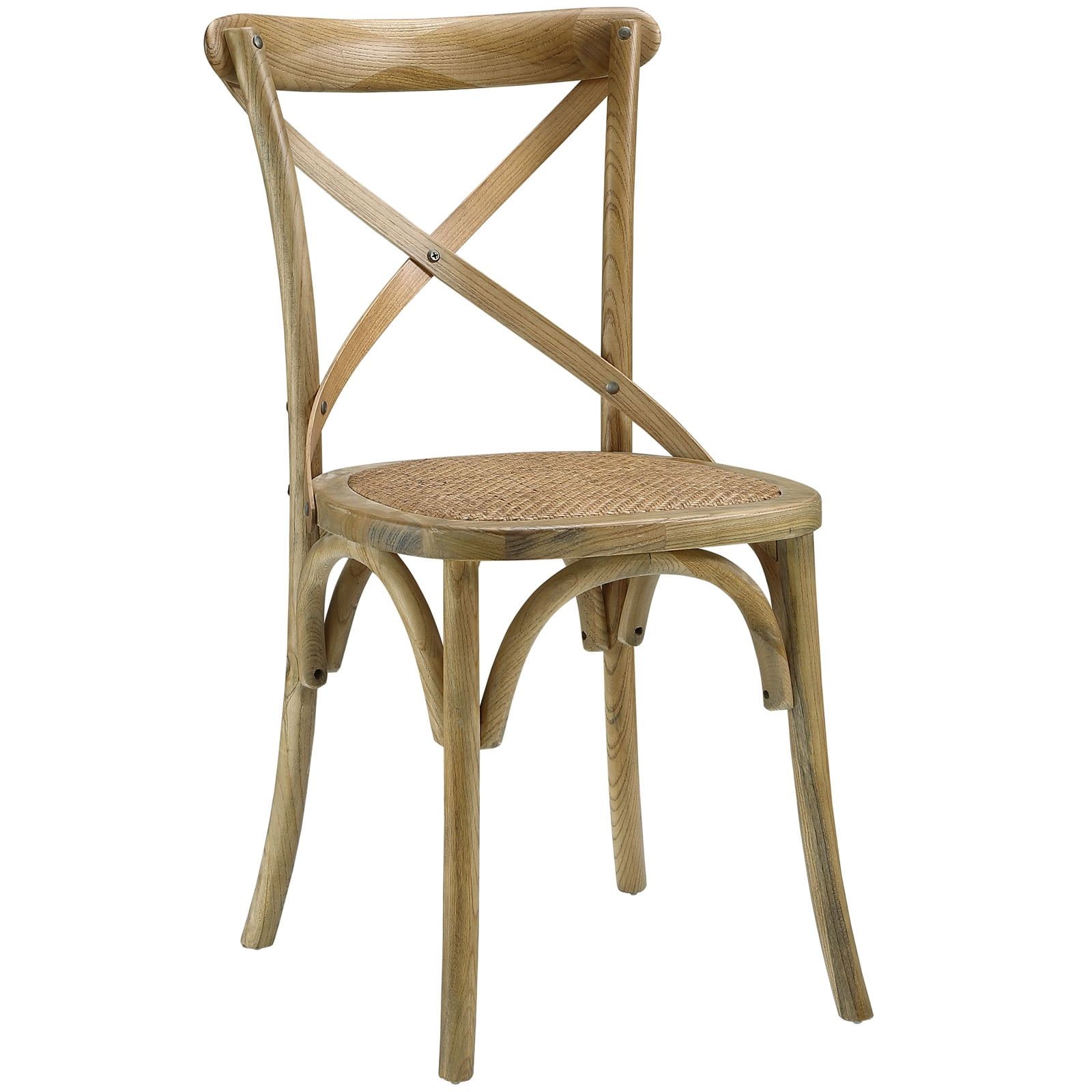 Rustic Charm Brown Wood & Cane High Side Chair