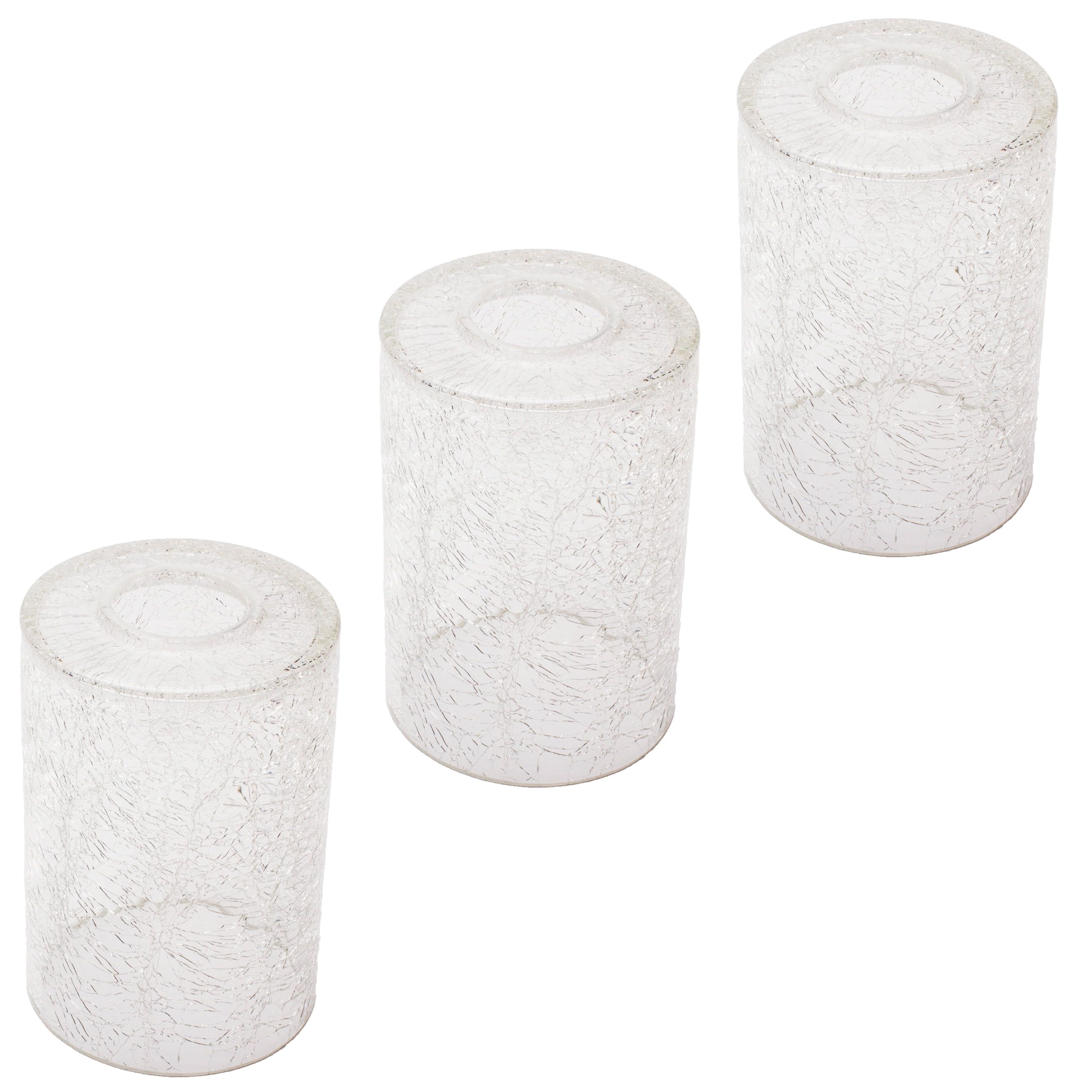 Clear Crackle Finish Glass Cylinder Lamp Shades, 3 Pack