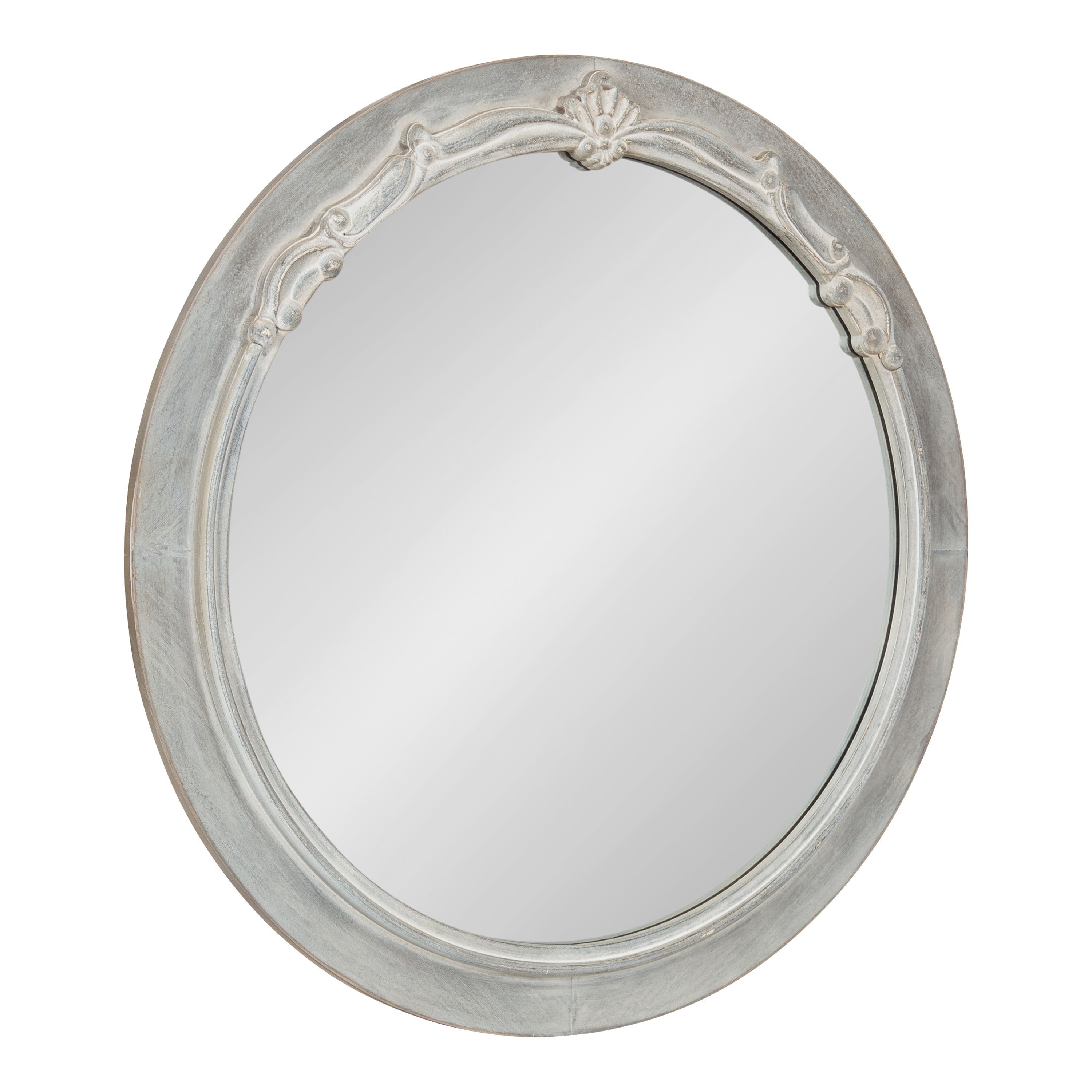 Irelyn 26" Round Gray Wood Wall Mirror