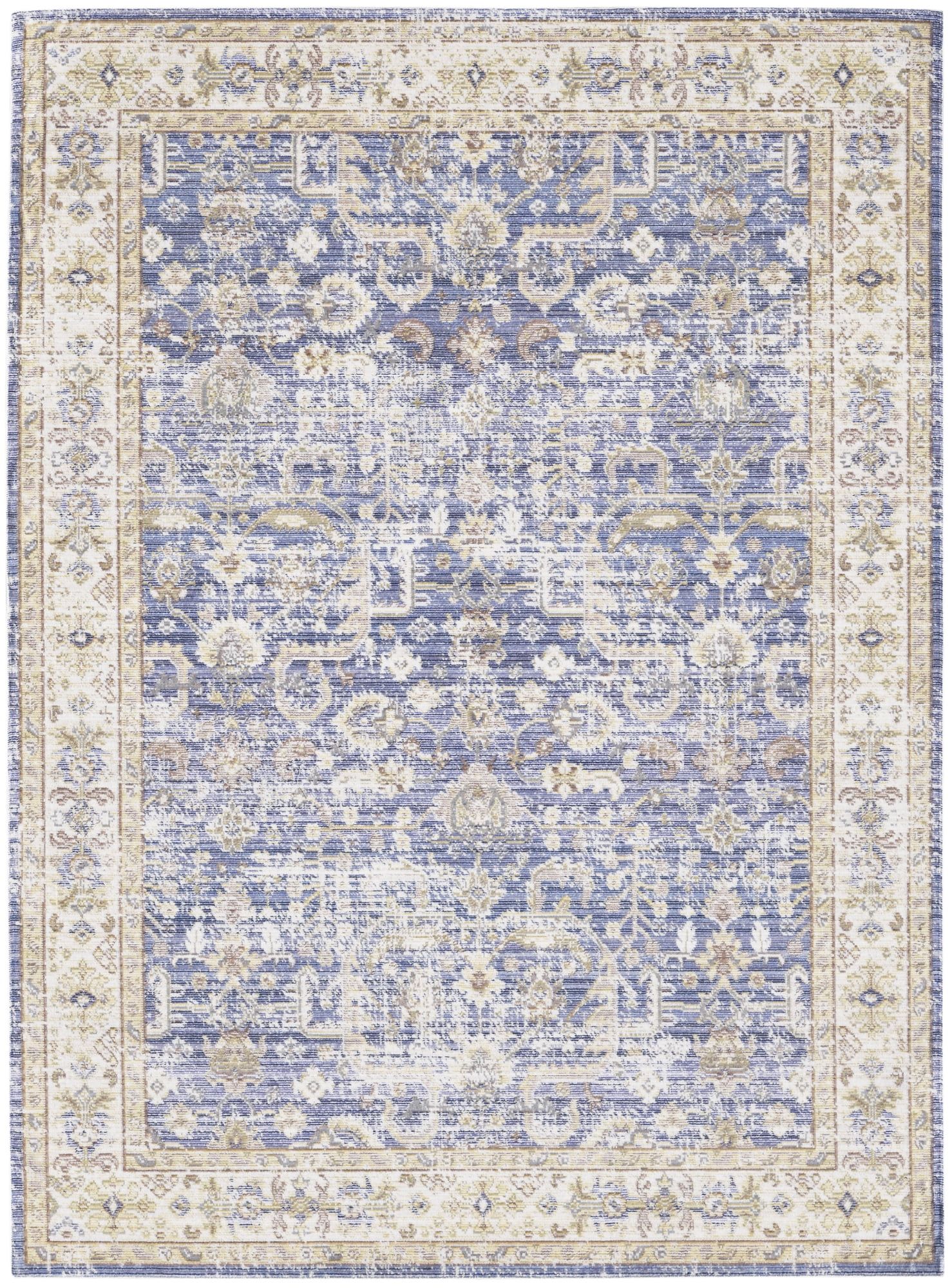 Century Transitional Blue Polyester Runner Rug 2'6"x8'