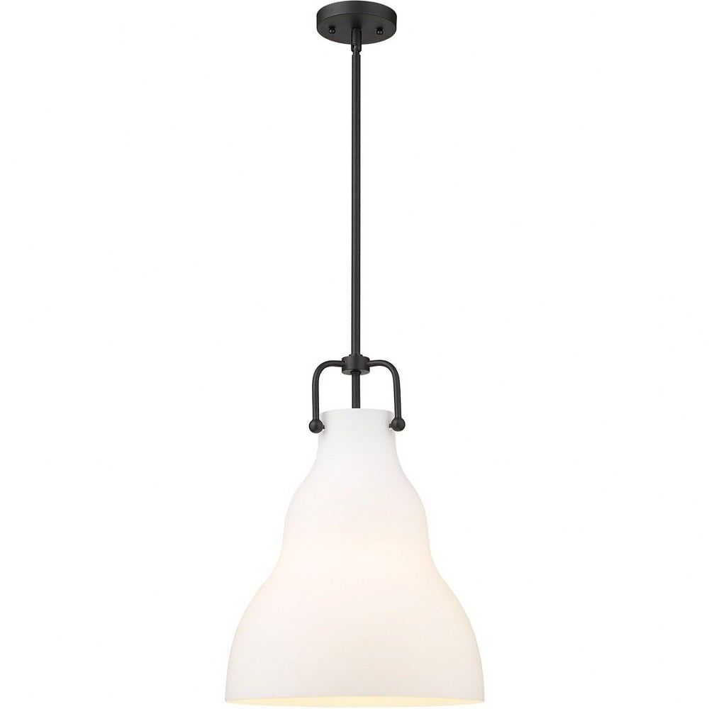 Haverhill Matte Black and White Glass Pendant Light