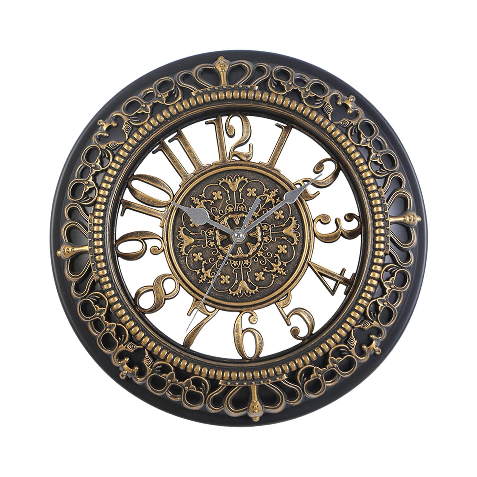 12-Inch Antique Black and Gold Vintage Wall Clock