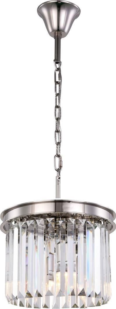 Sydney Polished Nickel 3-Light Pendant with Royal-Cut Clear Crystals