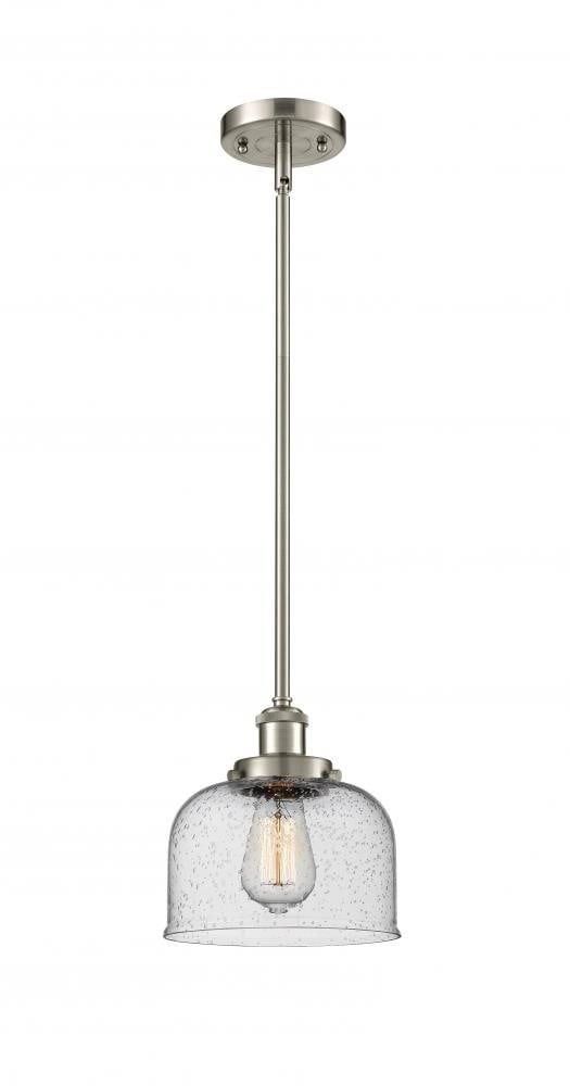 Brushed Satin Nickel Mini Pendant with Glass Bell Shade