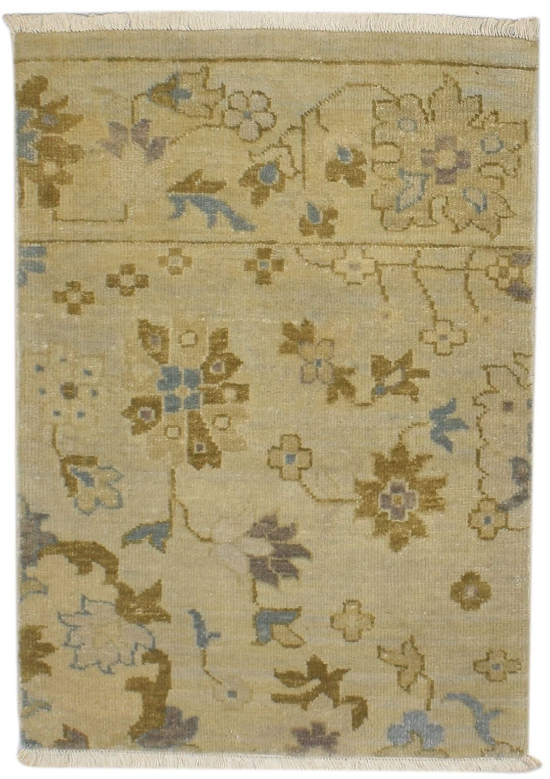 Beige Wool 2' x 3' Hand-Knotted Oriental Rug