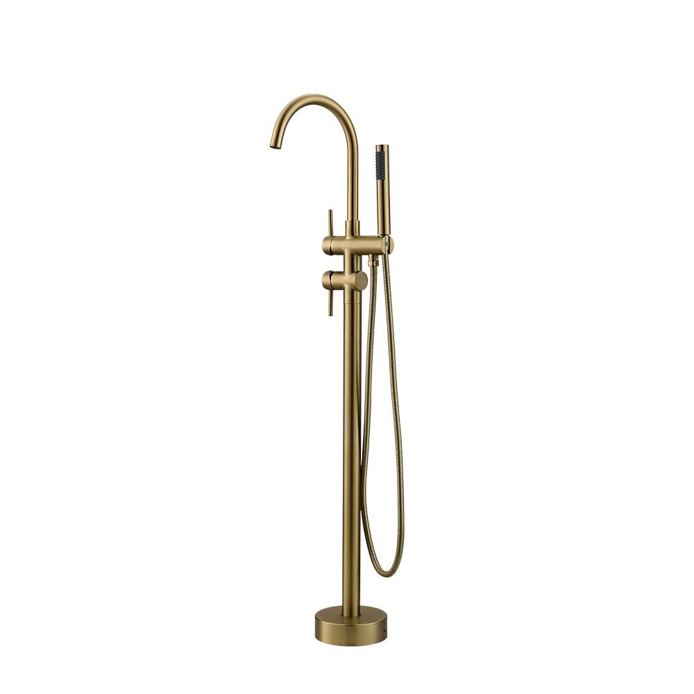 Brushed Gold Freestanding Tub Faucet with Hand Shower