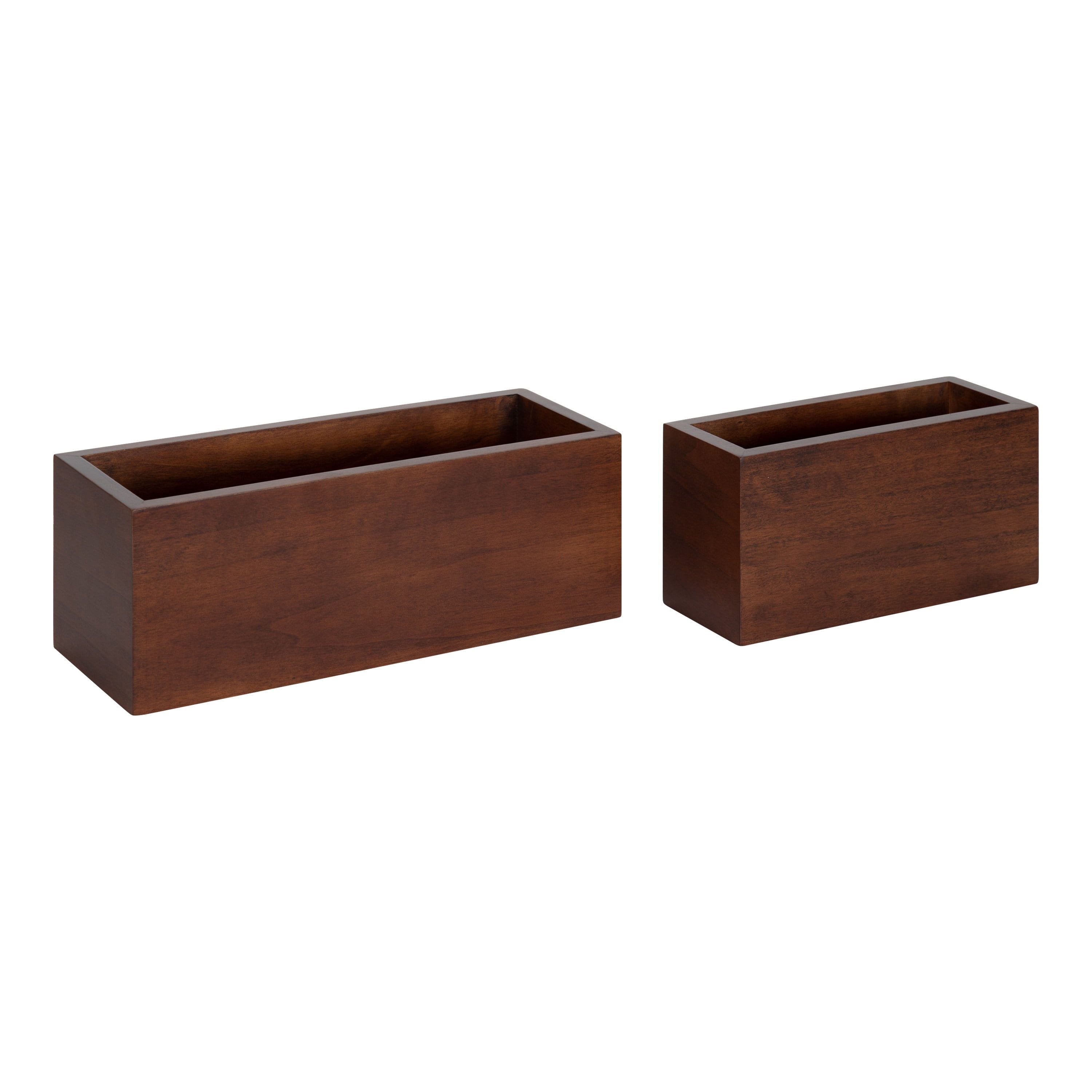 Walnut Brown Mid-Century Wall-Mounted Pocket Organizer, Set of 2