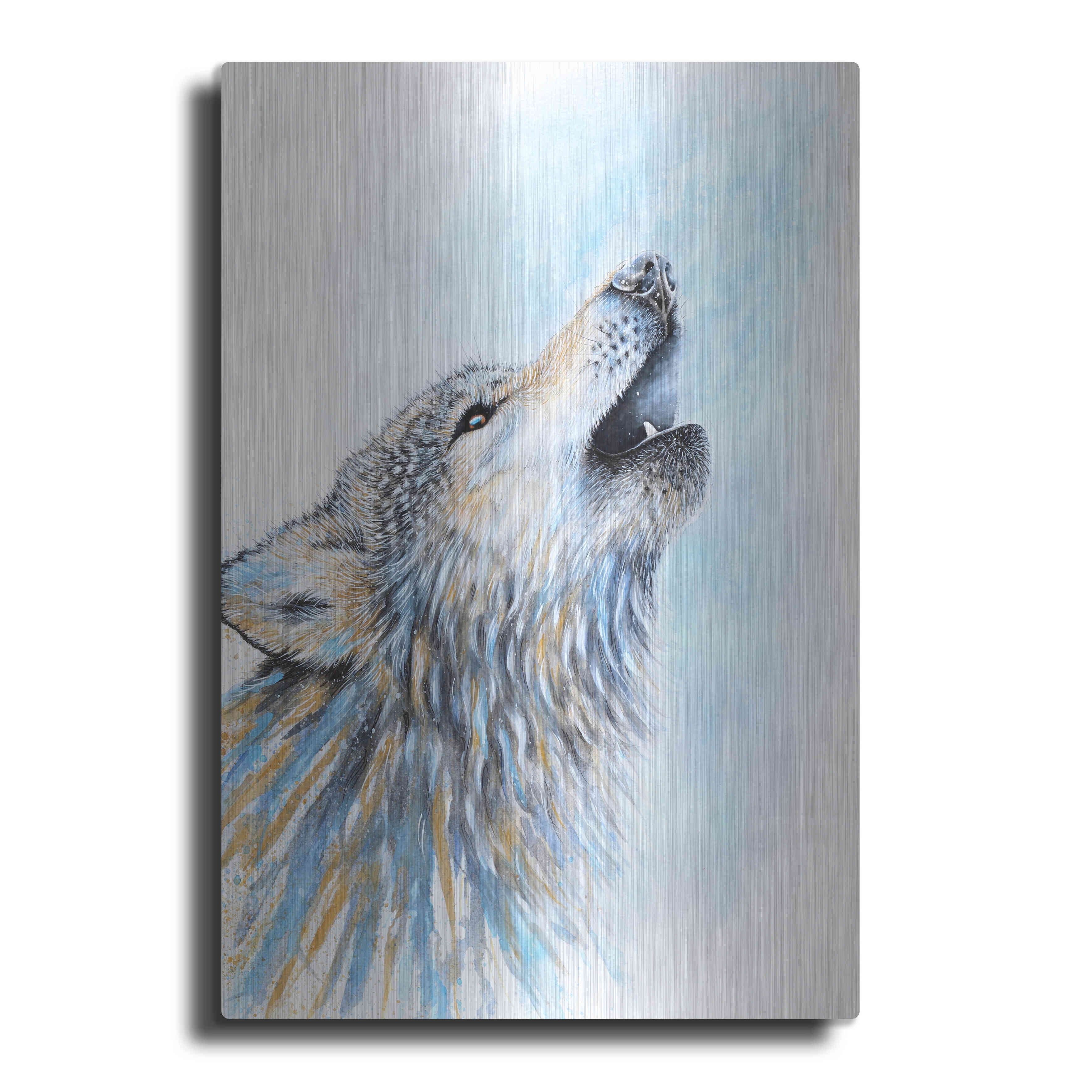 Howling Wolf 12" x 16" Metal Wall Art