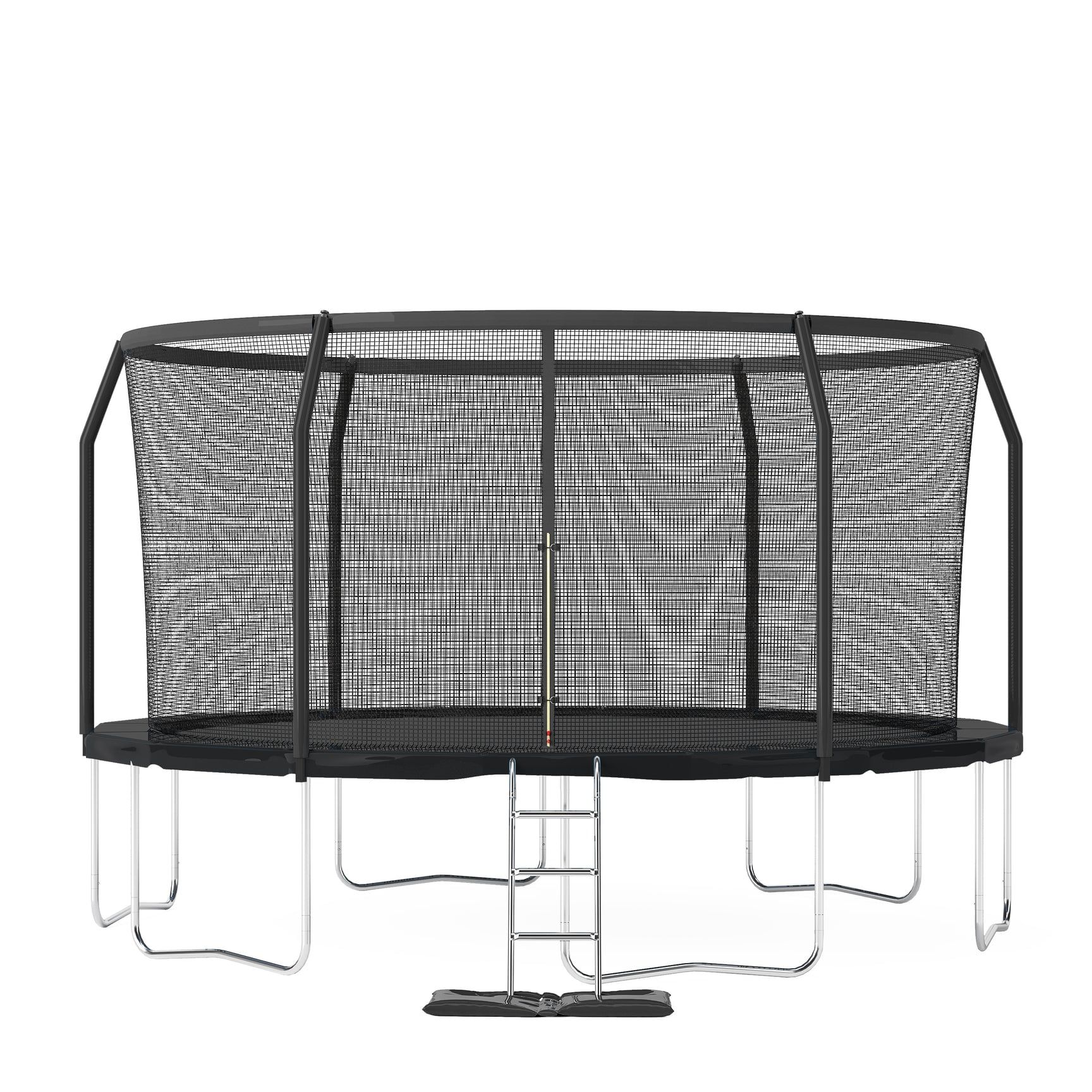 12ft Black Round Trampoline with Enclosure and Ladder