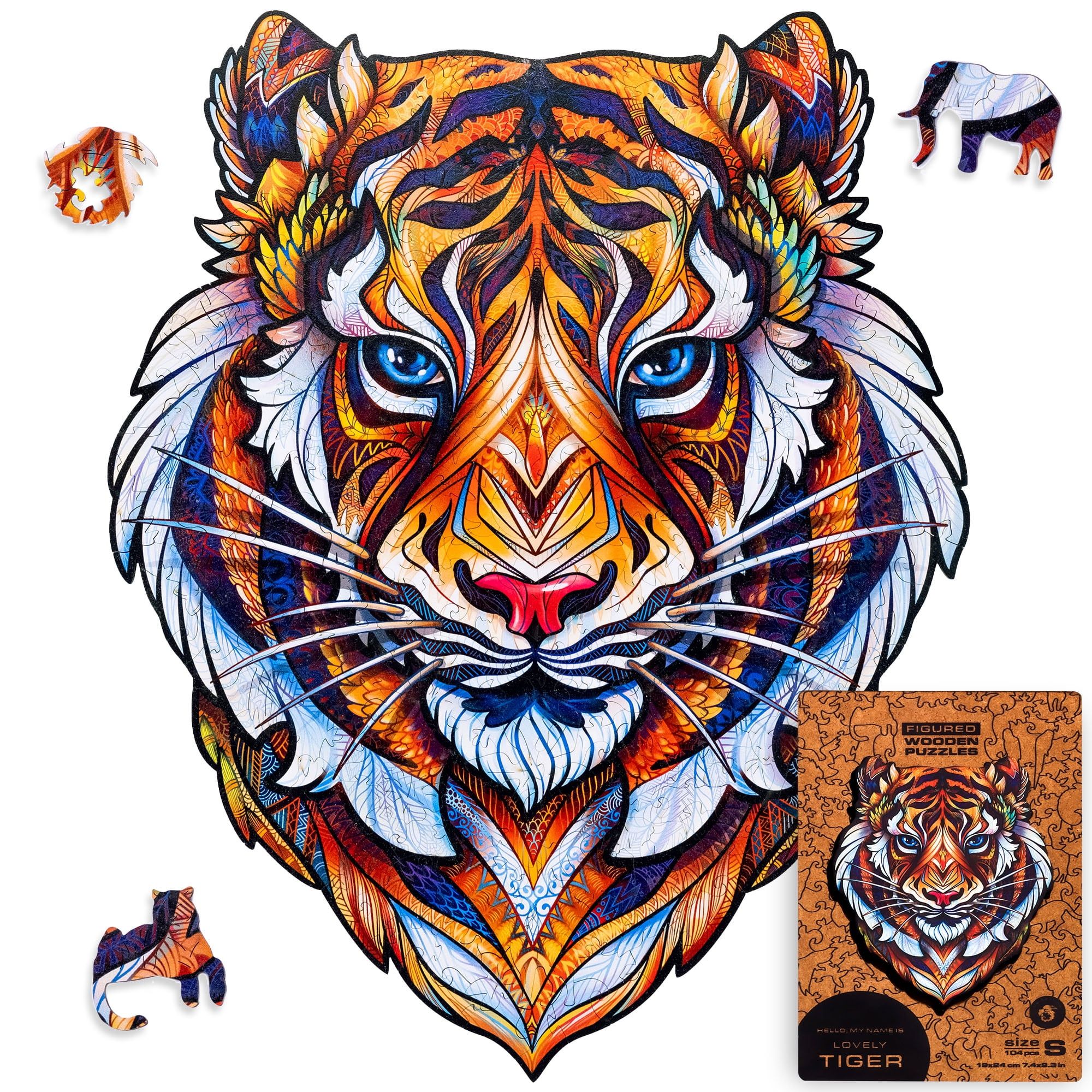 Lovely Tiger Small Wooden Animal-Shaped Jigsaw Puzzle