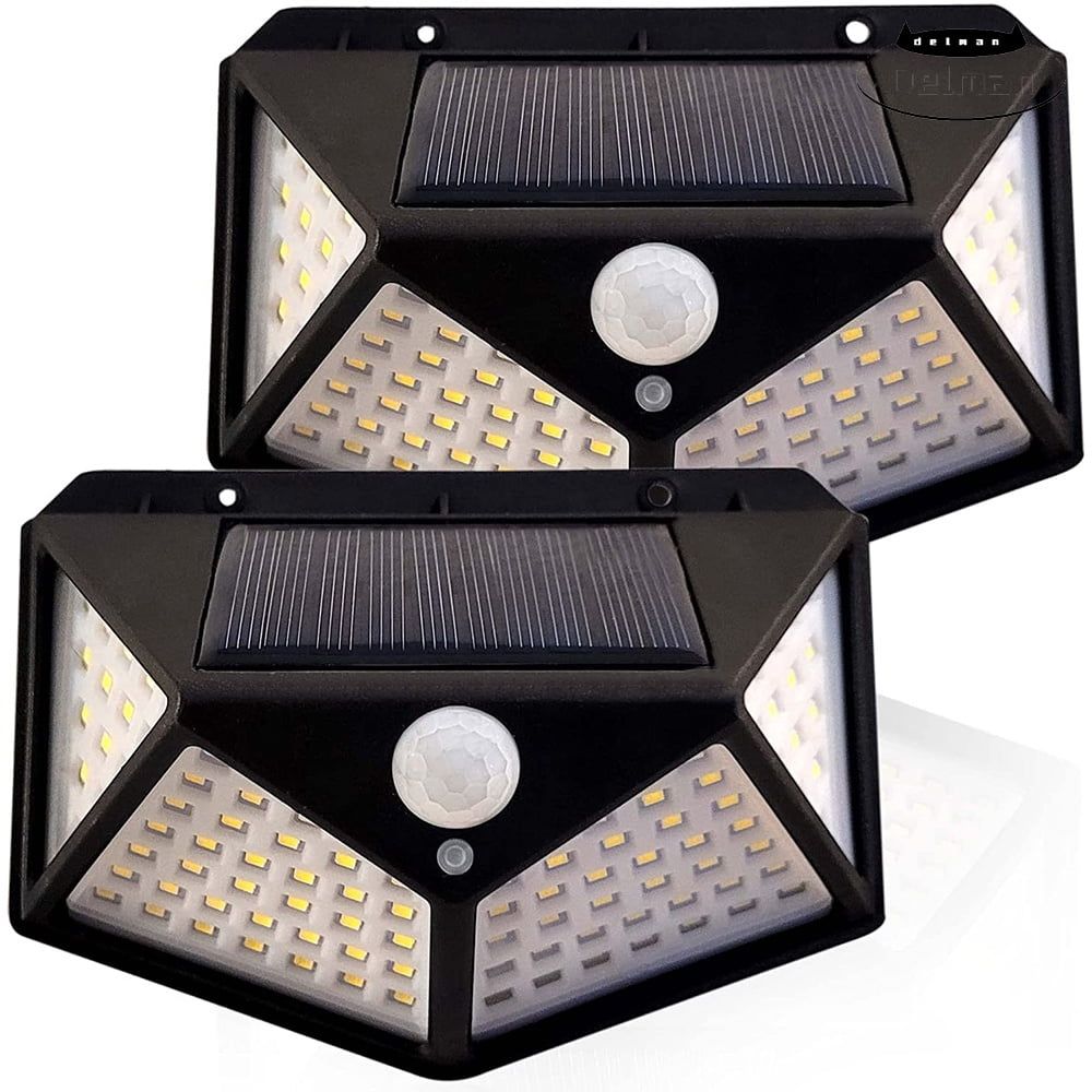 Black Solar Powered LED Pathway Lights with Motion Sensor, 2 Pack