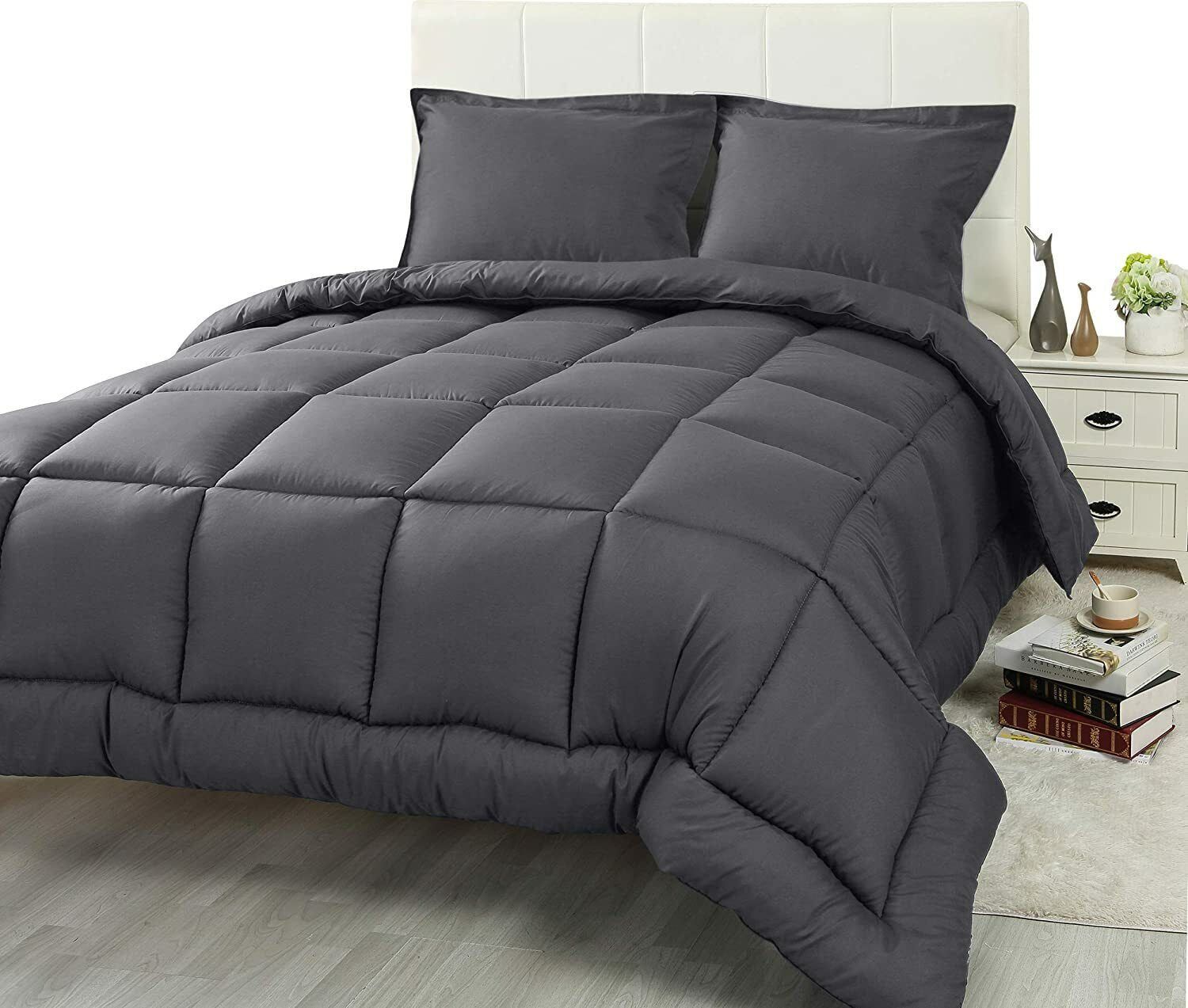 Queen Gray Down Alternative Microfiber Comforter Set