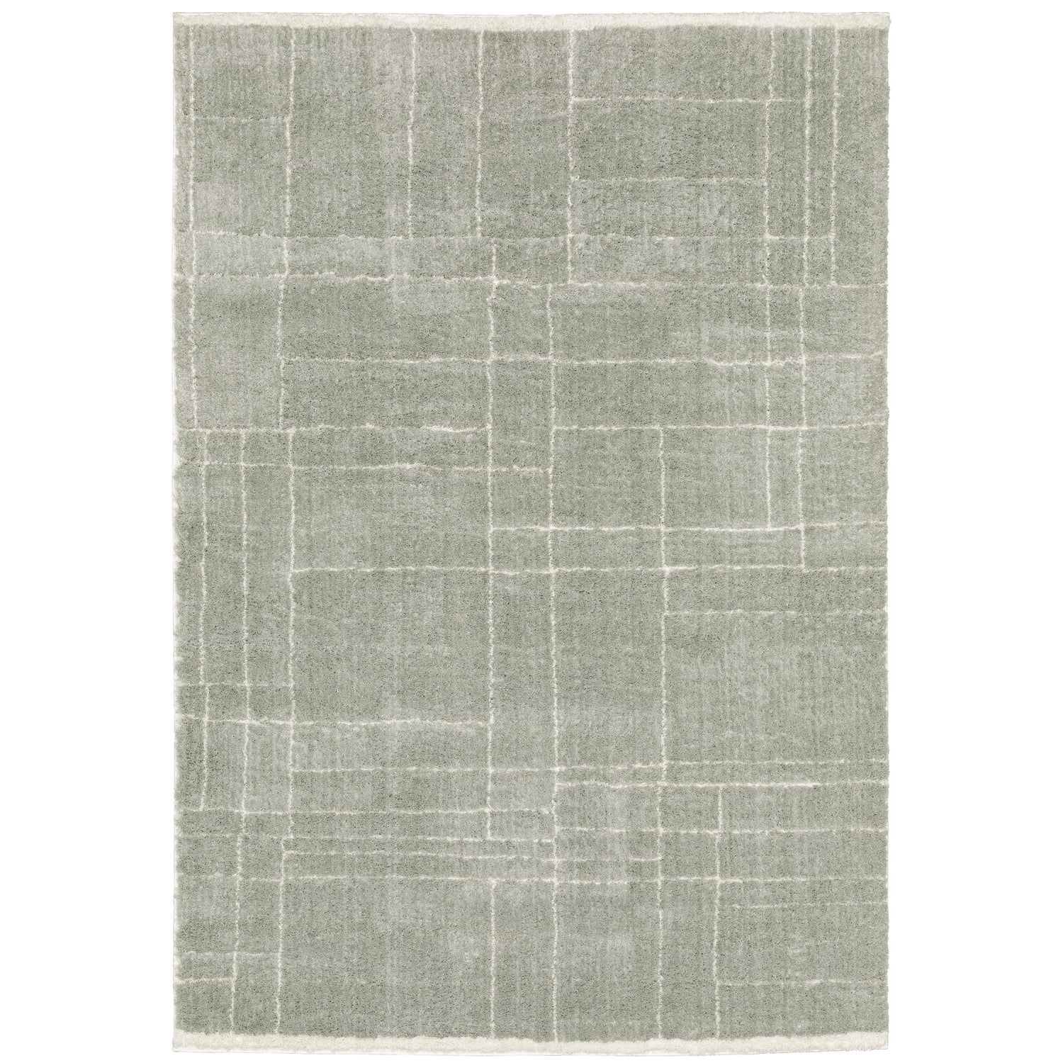 Grey and Ivory Hand-Knotted Wool Shag Rug 10' x 13'