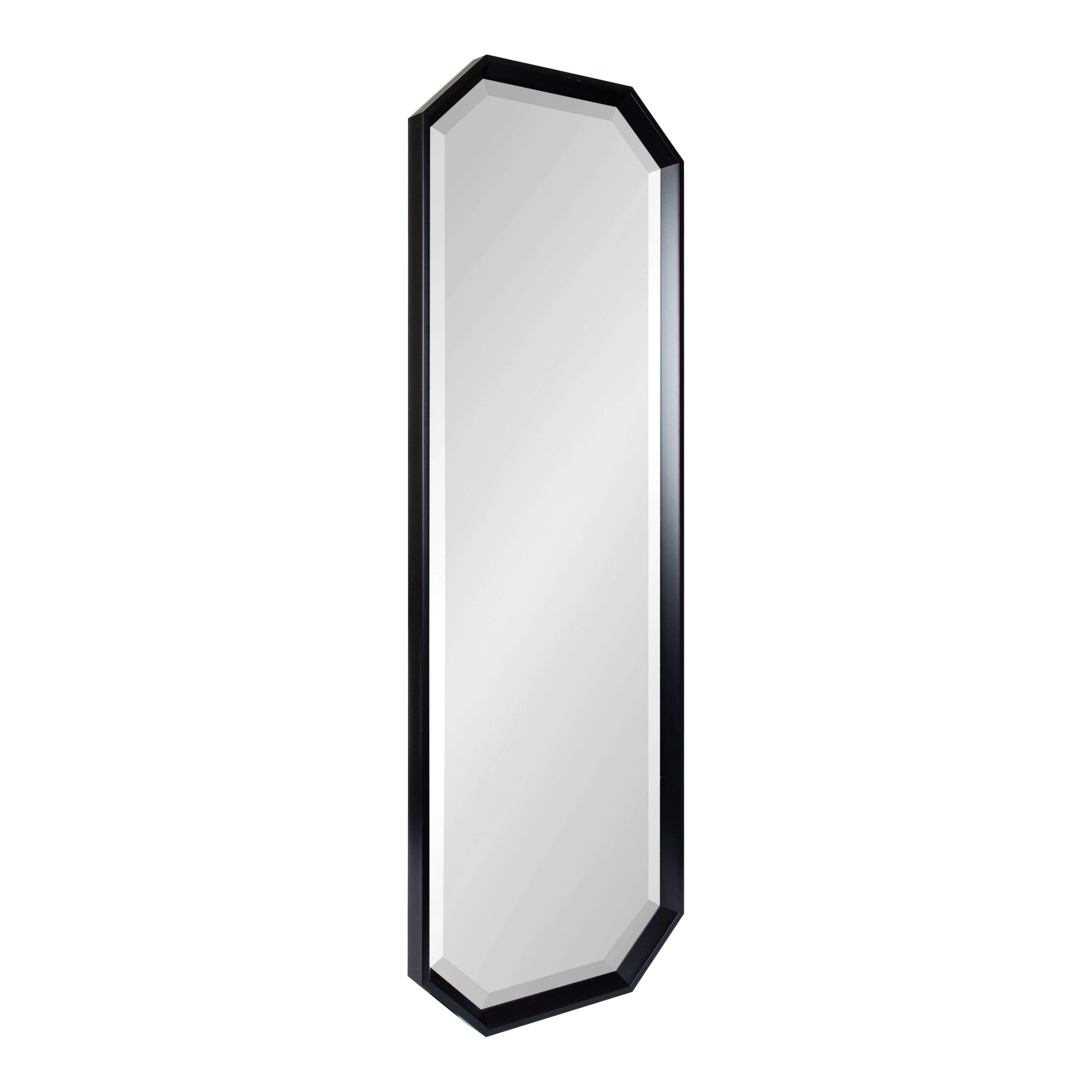 Black Octagon Full Length Wall Mirror with Beveled Edge