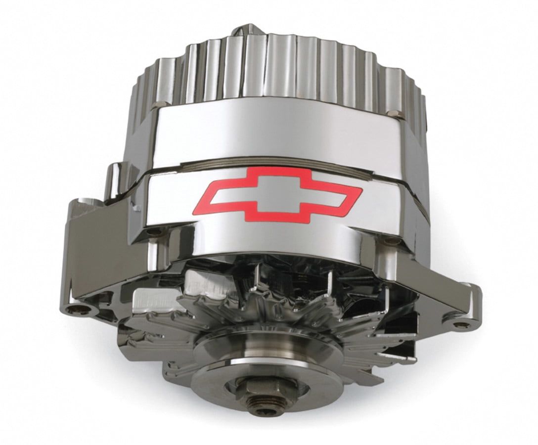 Chrome 80 Amp Alternator with Bowtie Logo