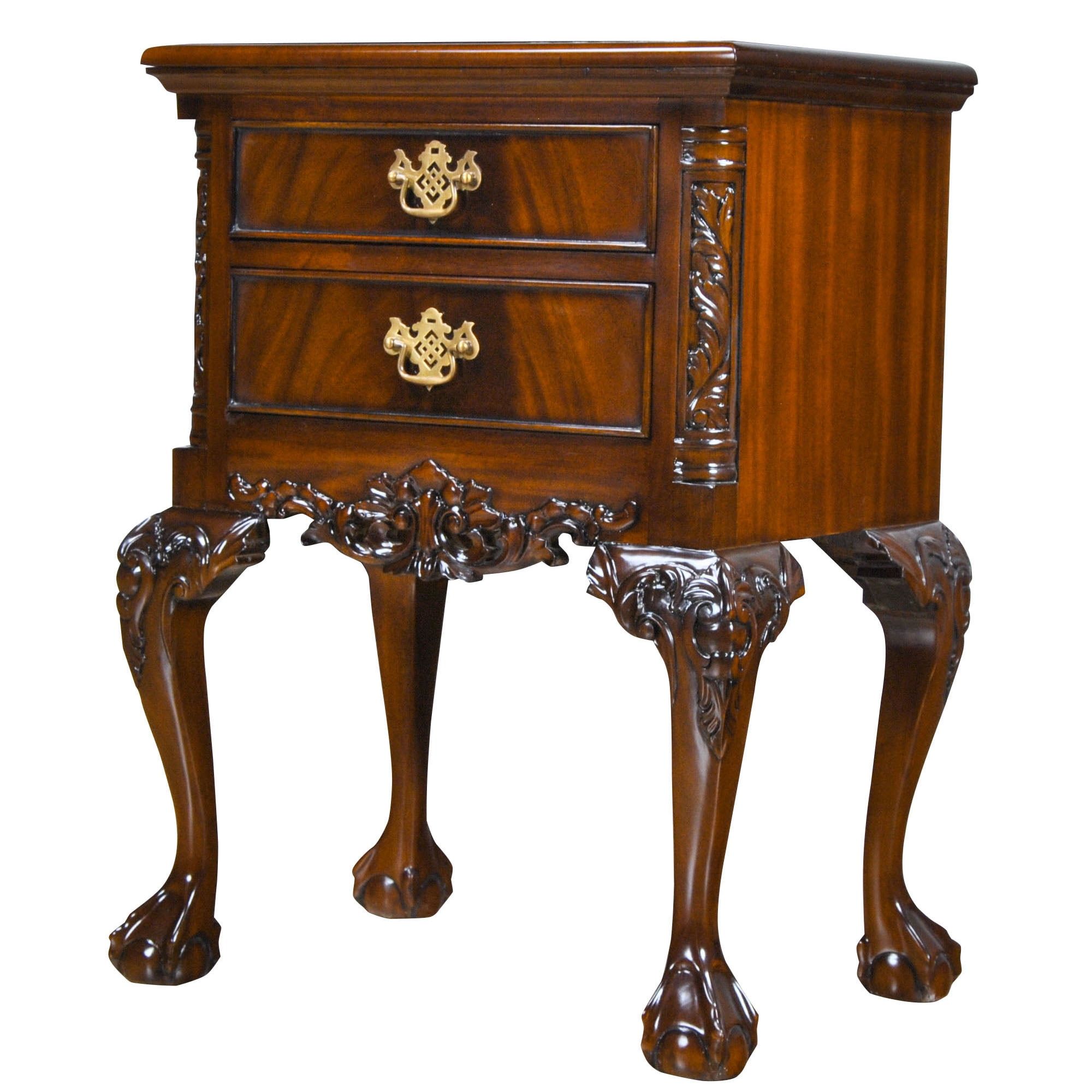 Mahogany Gold Handle 2-Drawer Rectangular Nightstand