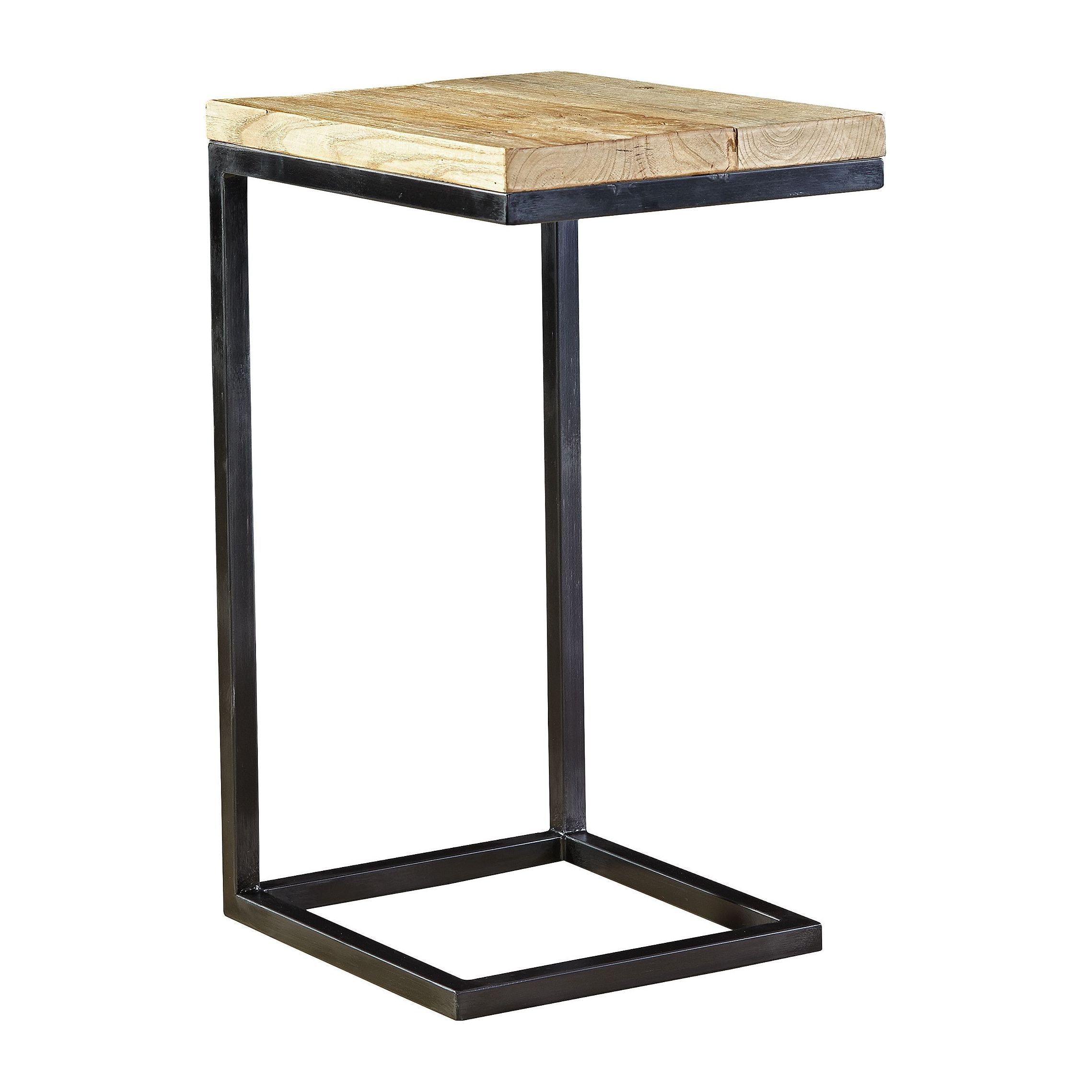 Black and Brown Elm and Steel Rectangular End Table