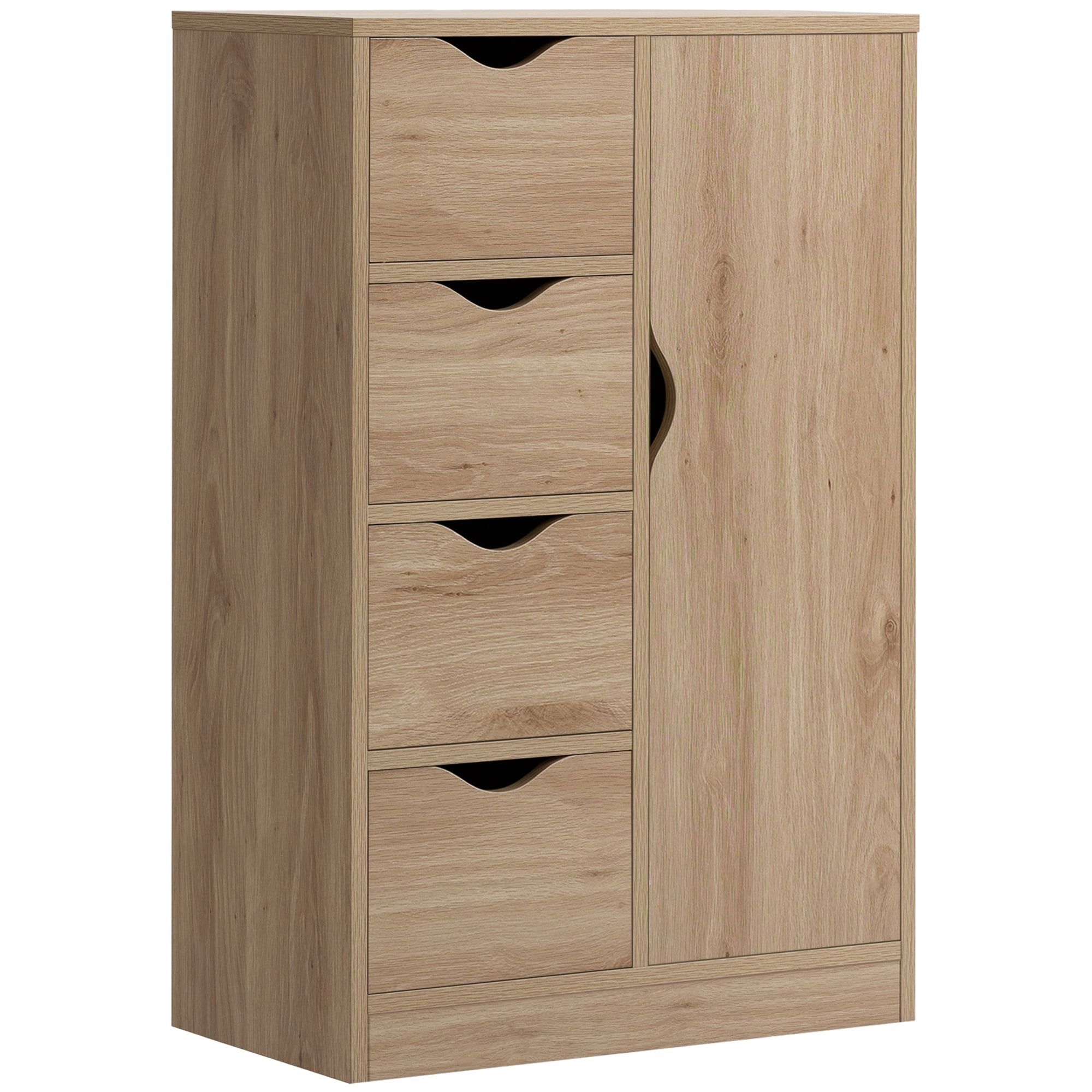 Elegant Oak Freestanding Cabinet with 4 Drawers for Living Room