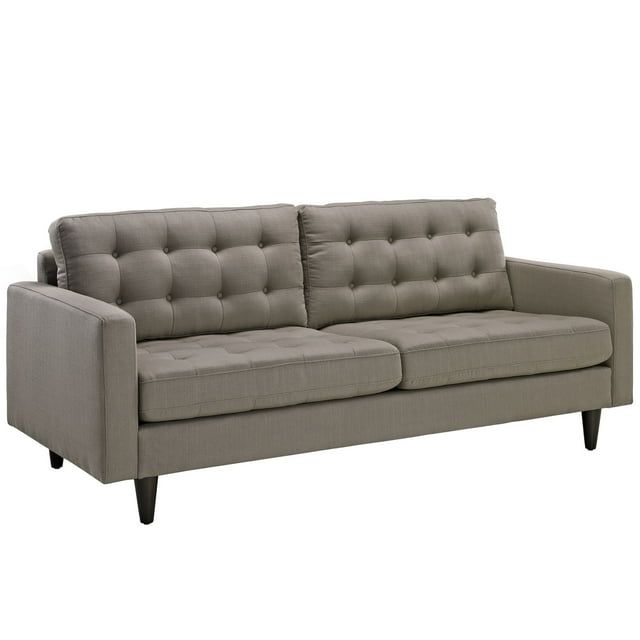 Granite Tufted Fabric Track Arm Sofa with Wood Legs